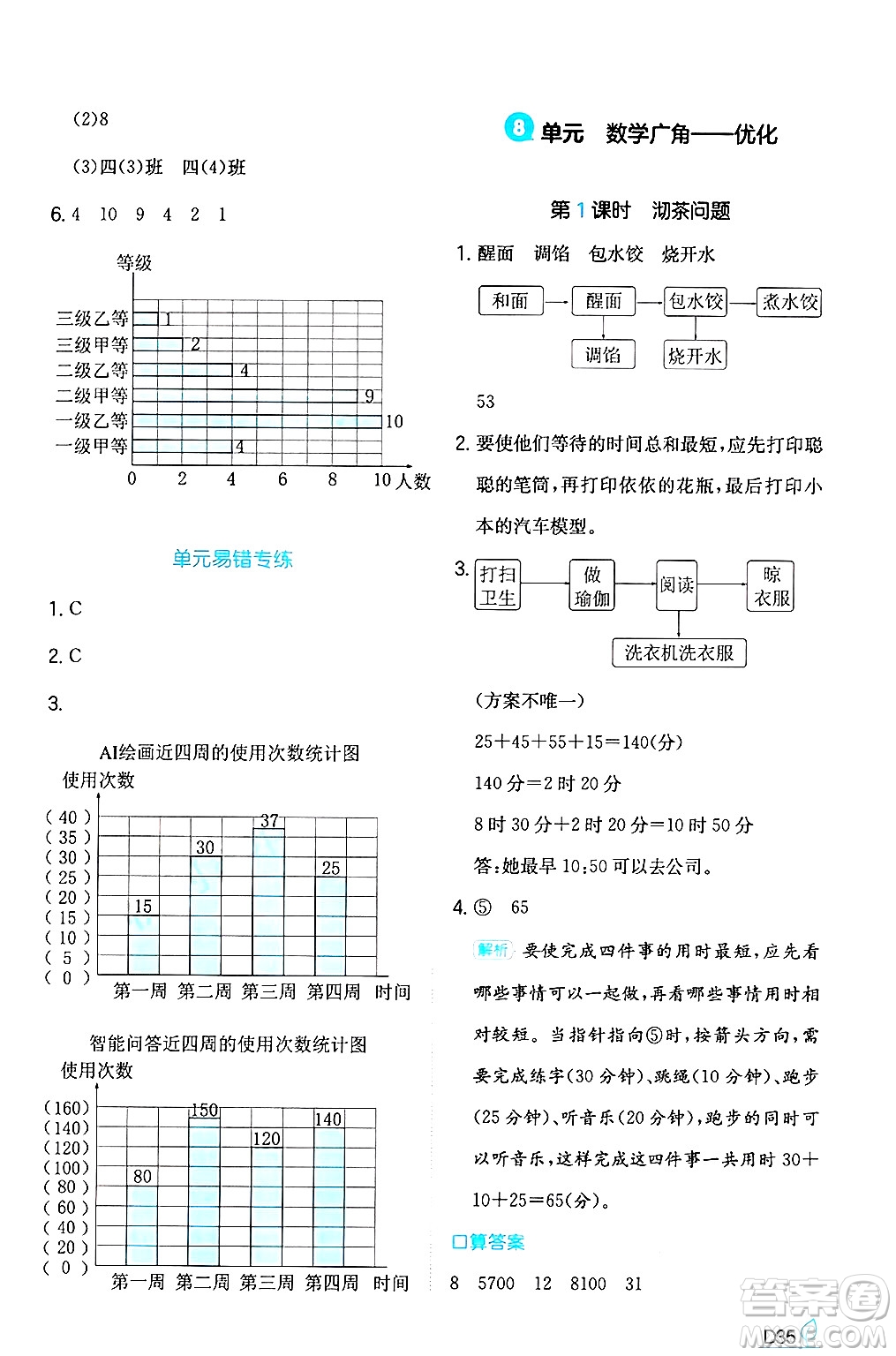 湖南教育出版社2024年秋一本同步訓(xùn)練四年級數(shù)學(xué)上冊人教版答案