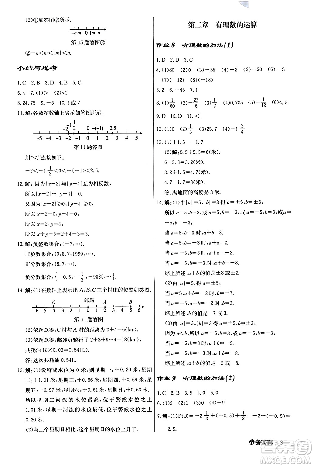 龍門書局2024秋啟東中學(xué)作業(yè)本七年級(jí)數(shù)學(xué)上冊人教版答案