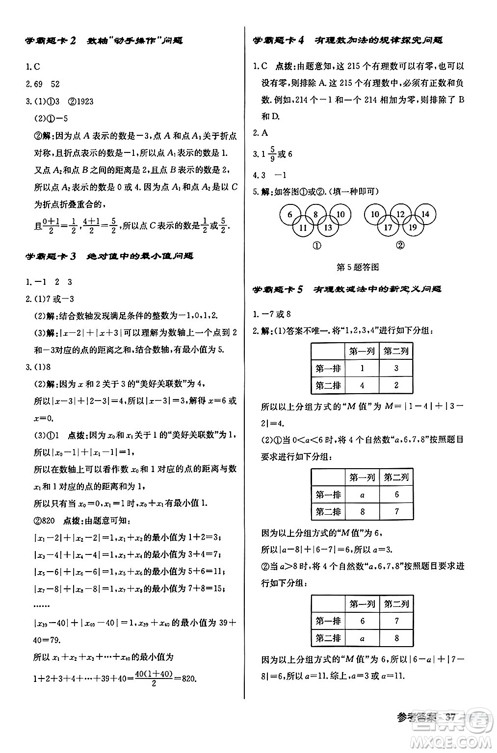 龍門書局2024秋啟東中學(xué)作業(yè)本七年級數(shù)學(xué)上冊華師版吉林專版答案