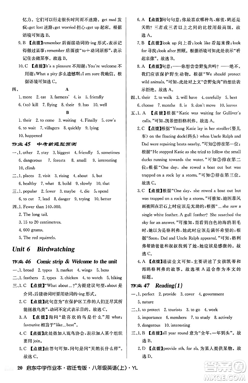 龍門書局2024秋啟東中學(xué)作業(yè)本八年級英語上冊譯林版宿遷專版答案