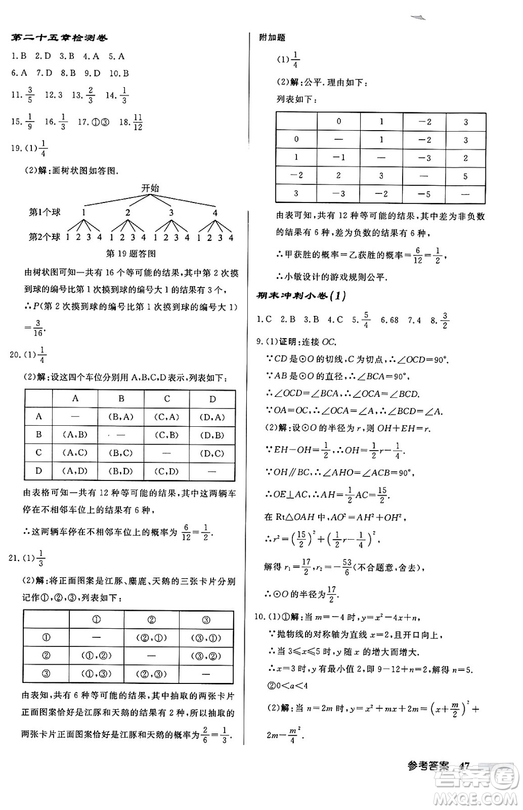 龍門書局2024秋啟東中學(xué)作業(yè)本九年級(jí)數(shù)學(xué)上冊(cè)人教版答案