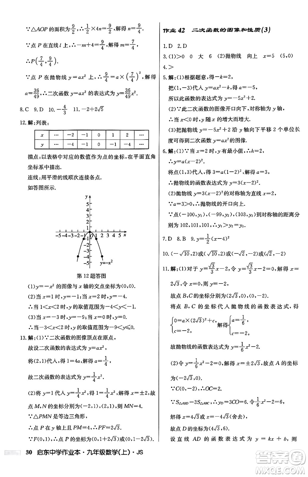 龍門書局2024秋啟東中學作業(yè)本九年級數(shù)學上冊江蘇版答案