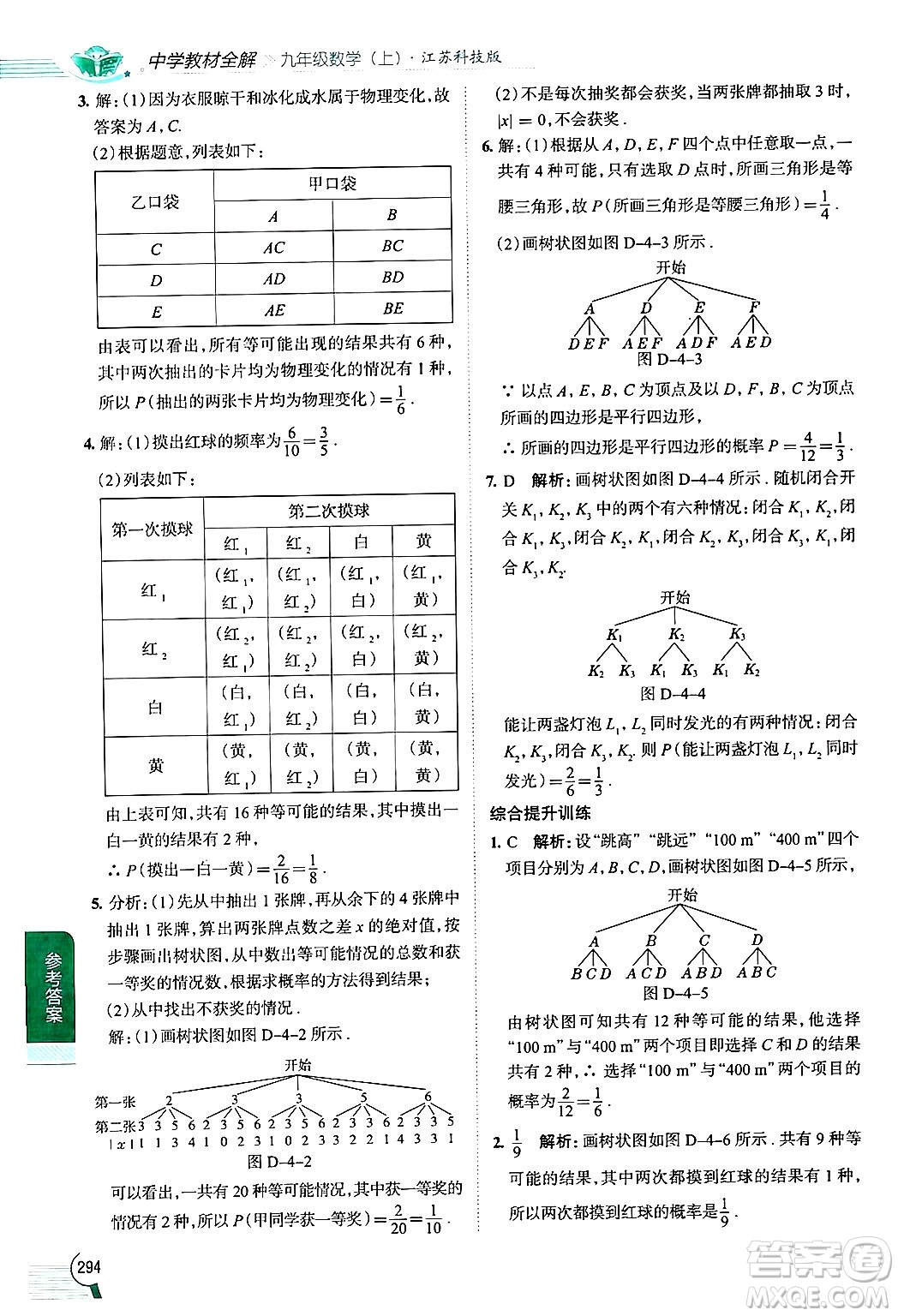 陜西人民教育出版社2024年秋中學(xué)教材全解九年級數(shù)學(xué)上冊蘇科版答案