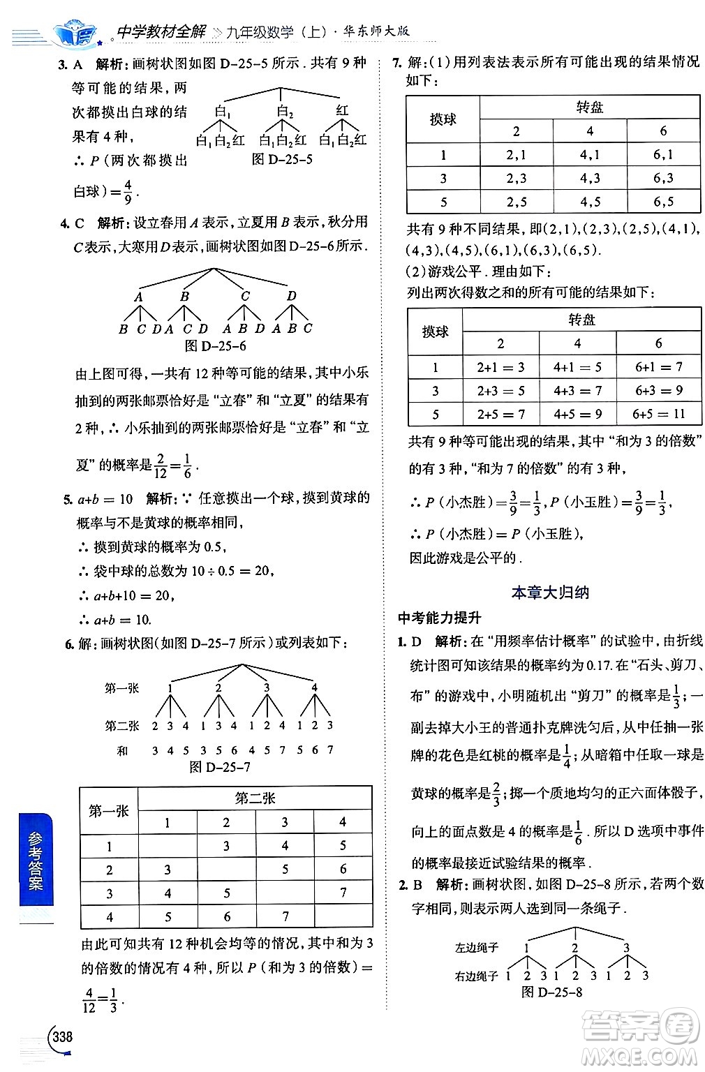 陜西人民教育出版社2024年秋中學(xué)教材全解九年級數(shù)學(xué)上冊華師版答案