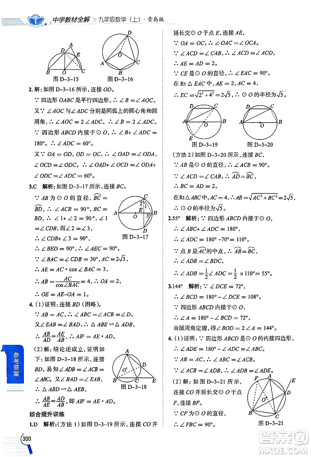 陜西人民教育出版社2024年秋中學(xué)教材全解九年級(jí)數(shù)學(xué)上冊(cè)青島版答案