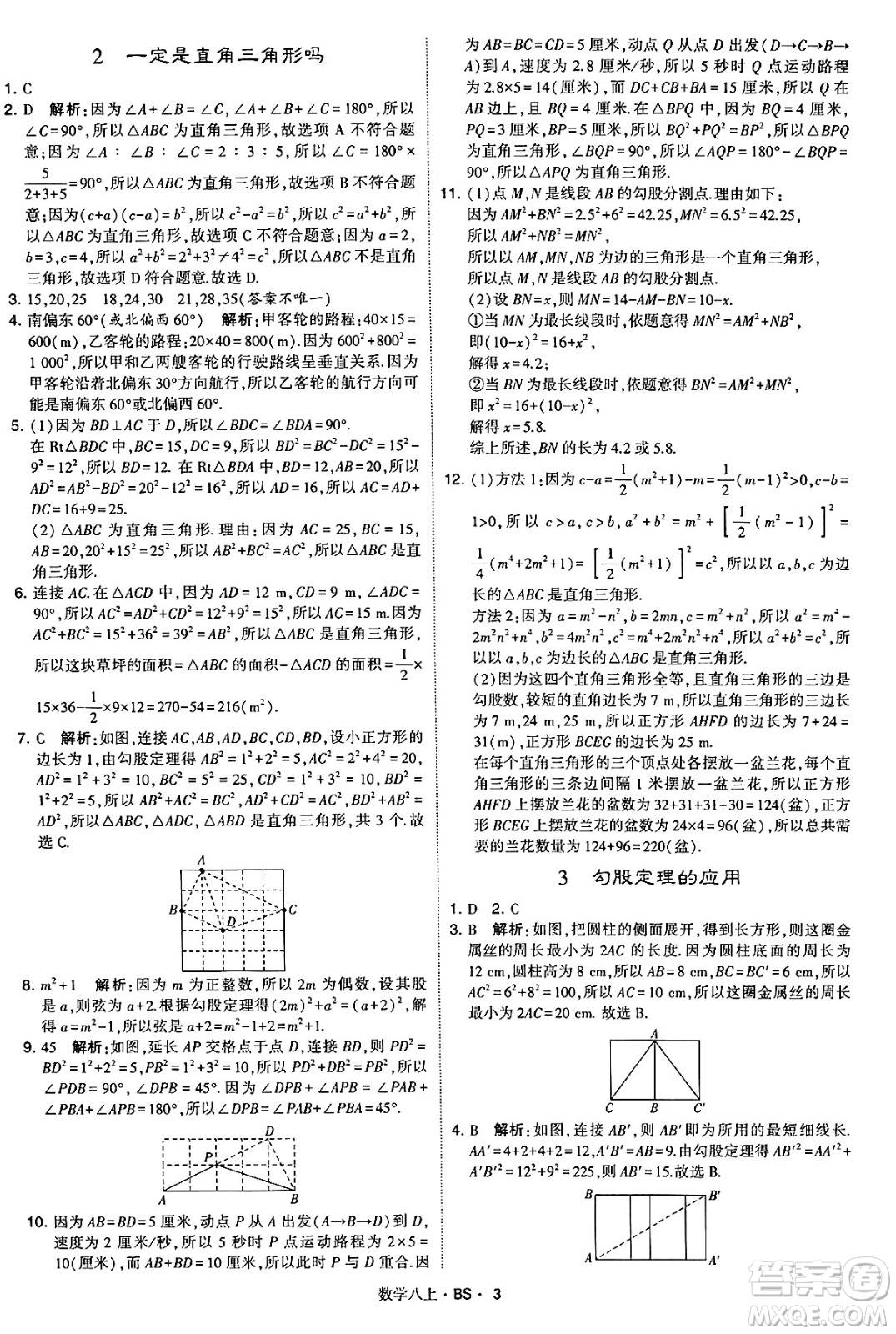 河海大學(xué)出版社2024年秋學(xué)霸題中題八年級數(shù)學(xué)上冊北師大版答案