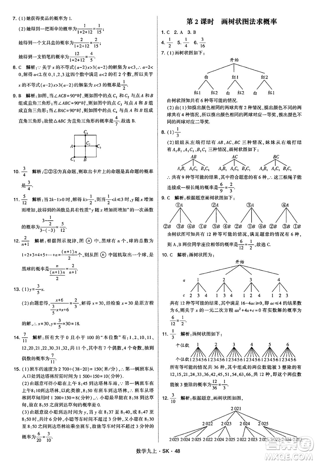 河海大學(xué)出版社2024年秋學(xué)霸題中題九年級(jí)數(shù)學(xué)上冊(cè)蘇科版答案