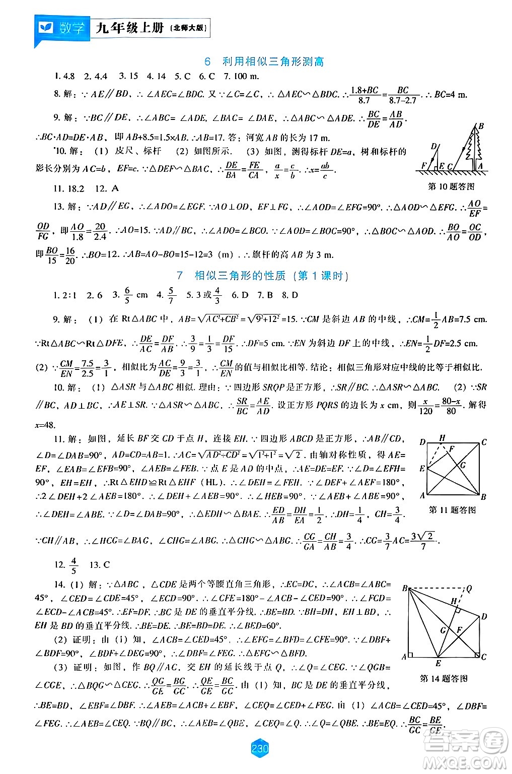 遼海出版社2024年秋新課程能力培養(yǎng)九年級(jí)數(shù)學(xué)上冊(cè)北師大版答案