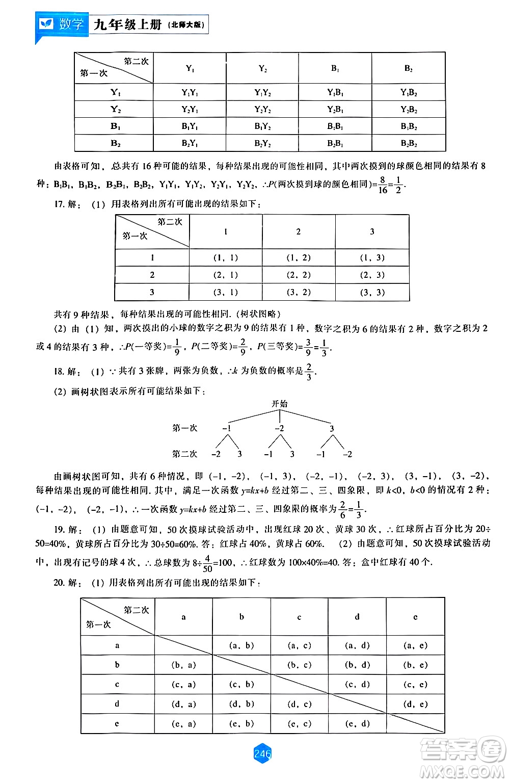 遼海出版社2024年秋新課程能力培養(yǎng)九年級(jí)數(shù)學(xué)上冊(cè)北師大版答案