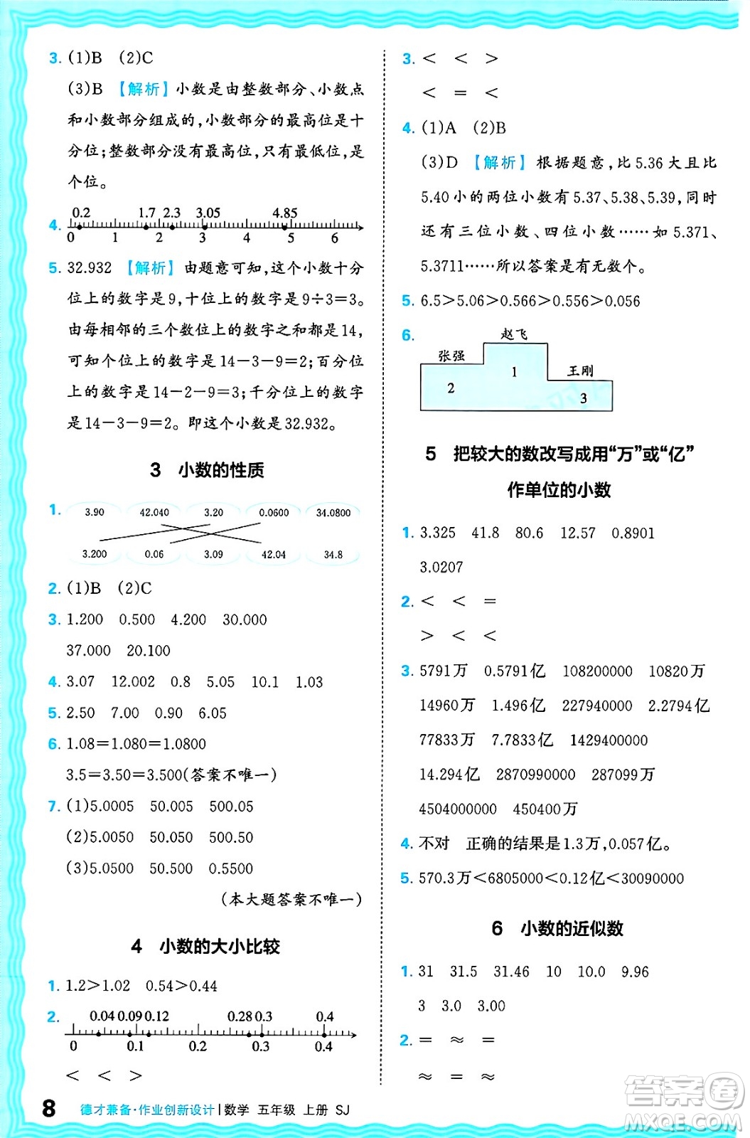 江西人民出版社2024年秋王朝霞德才兼?zhèn)渥鳂I(yè)創(chuàng)新設計五年級數(shù)學上冊蘇教版答案