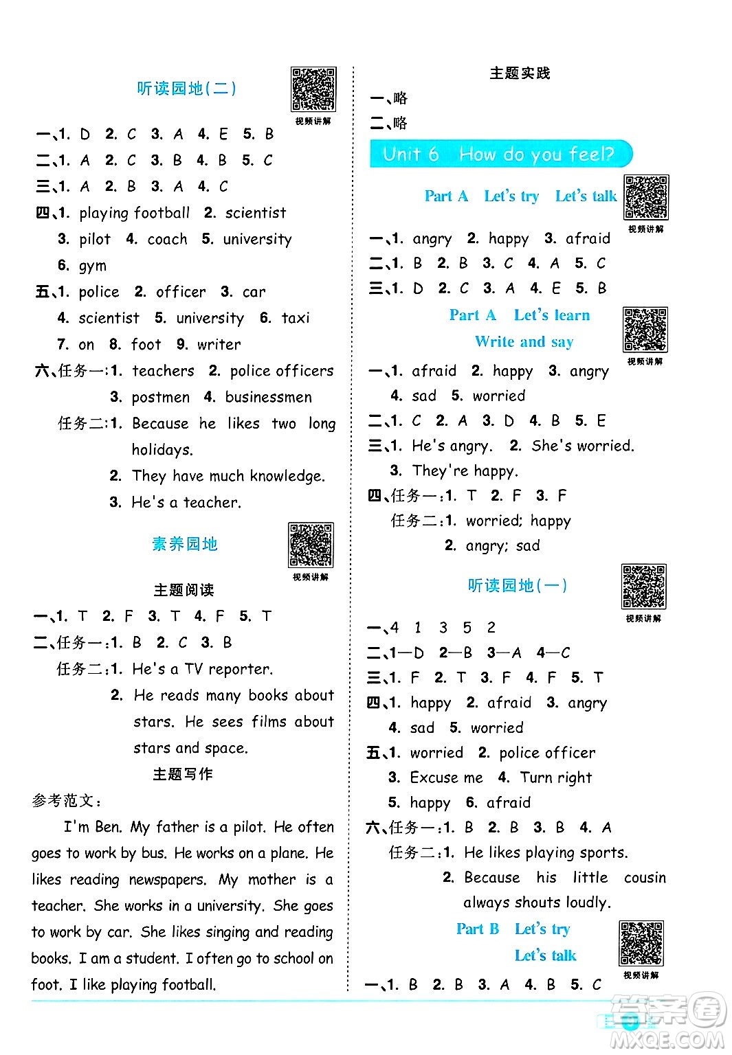 江西教育出版社2024年秋陽(yáng)光同學(xué)課時(shí)優(yōu)化作業(yè)六年級(jí)英語(yǔ)上冊(cè)人教PEP版答案