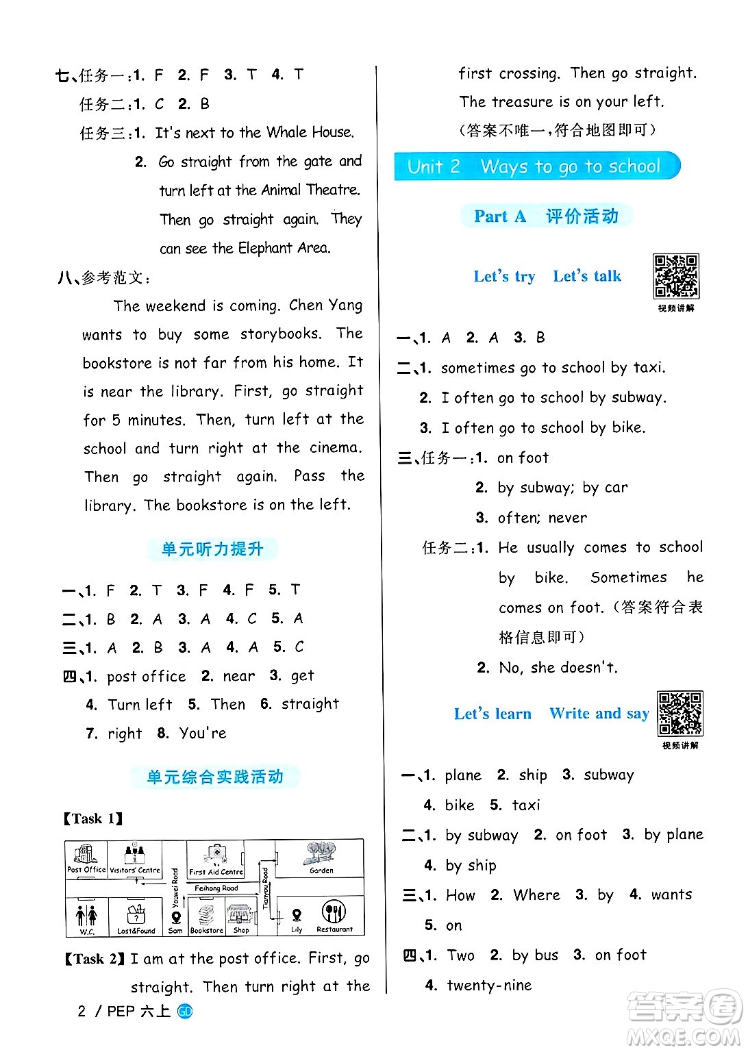 廣東人民出版社2024年秋陽(yáng)光同學(xué)課時(shí)優(yōu)化作業(yè)六年級(jí)英語(yǔ)上冊(cè)人教PEP版廣東專(zhuān)版答案