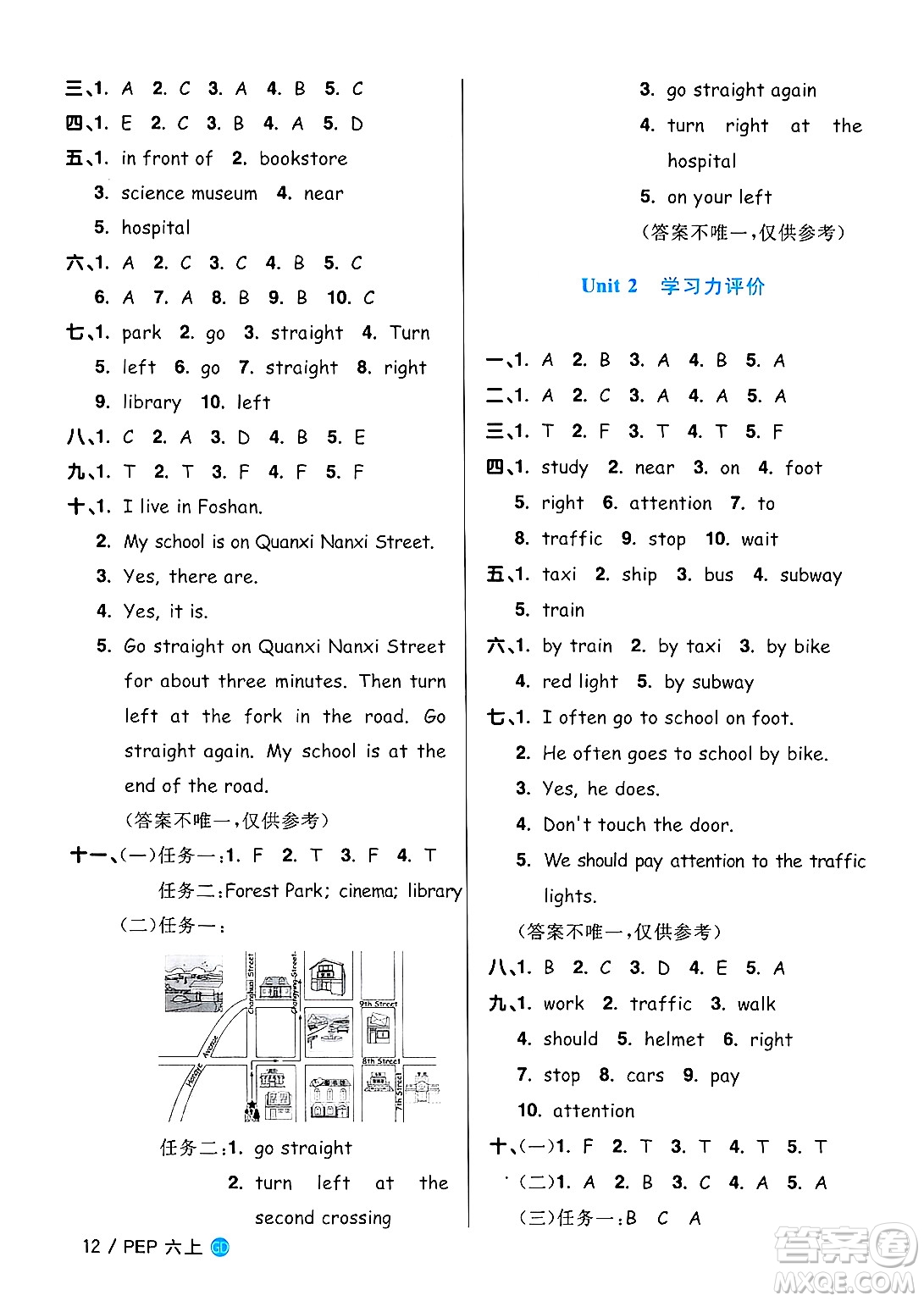 廣東人民出版社2024年秋陽(yáng)光同學(xué)課時(shí)優(yōu)化作業(yè)六年級(jí)英語(yǔ)上冊(cè)人教PEP版廣東專(zhuān)版答案