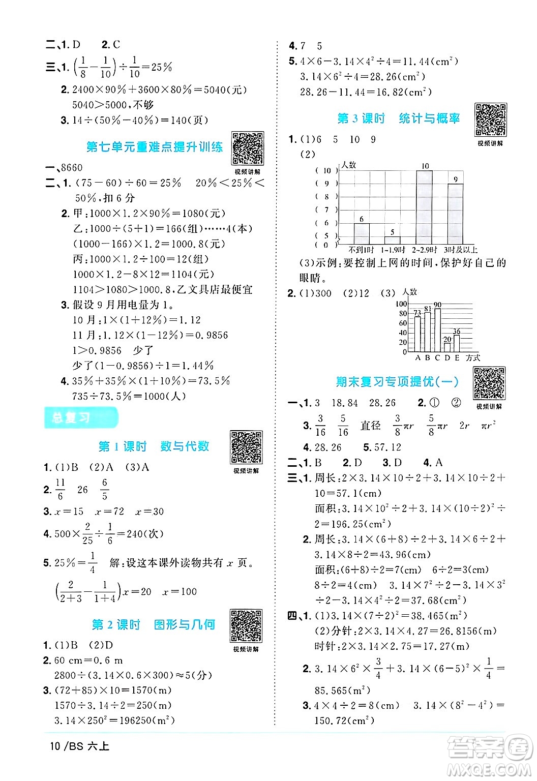 江西教育出版社2024年秋陽光同學(xué)課時優(yōu)化作業(yè)六年級數(shù)學(xué)上冊北師大版答案