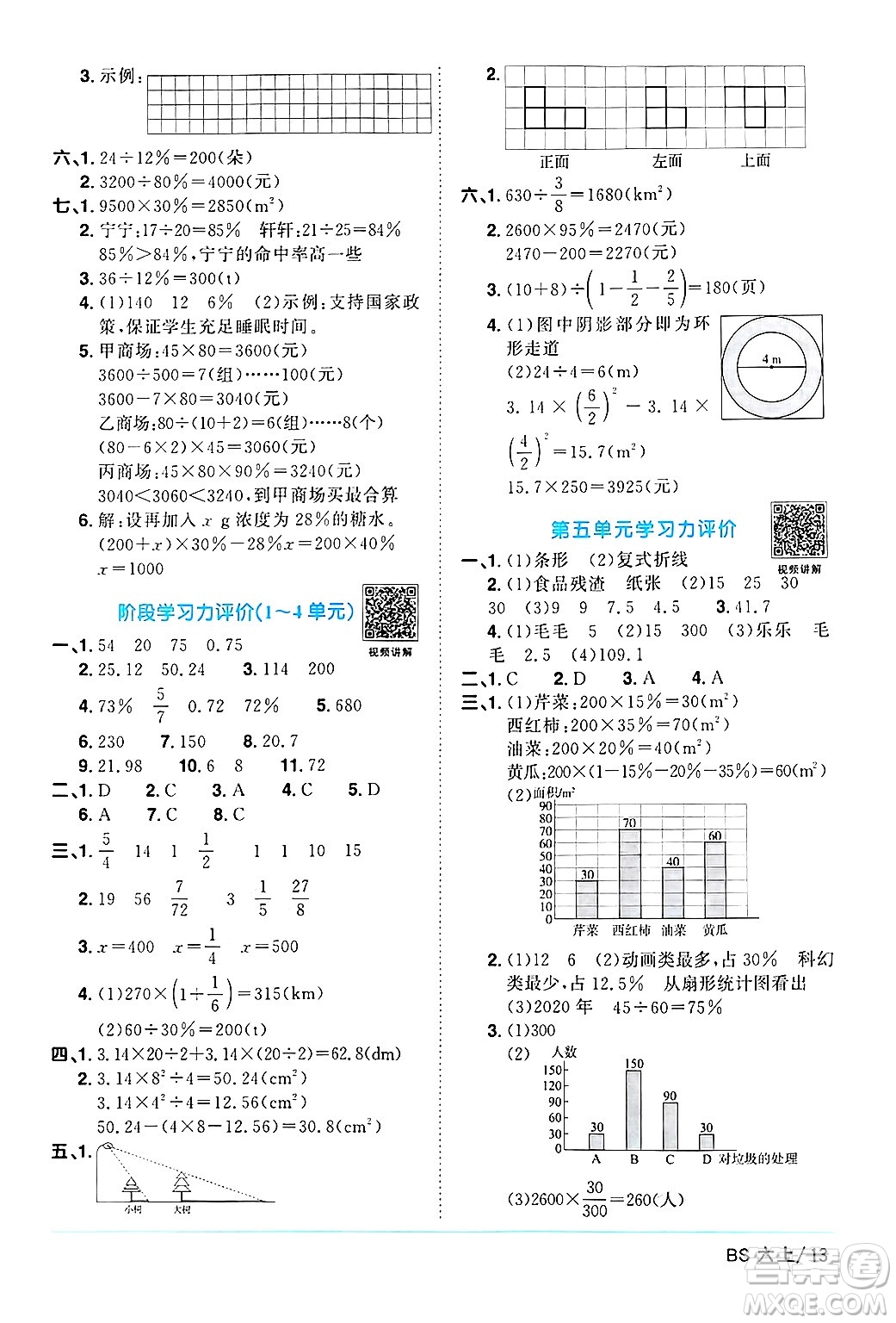 江西教育出版社2024年秋陽光同學(xué)課時優(yōu)化作業(yè)六年級數(shù)學(xué)上冊北師大版答案