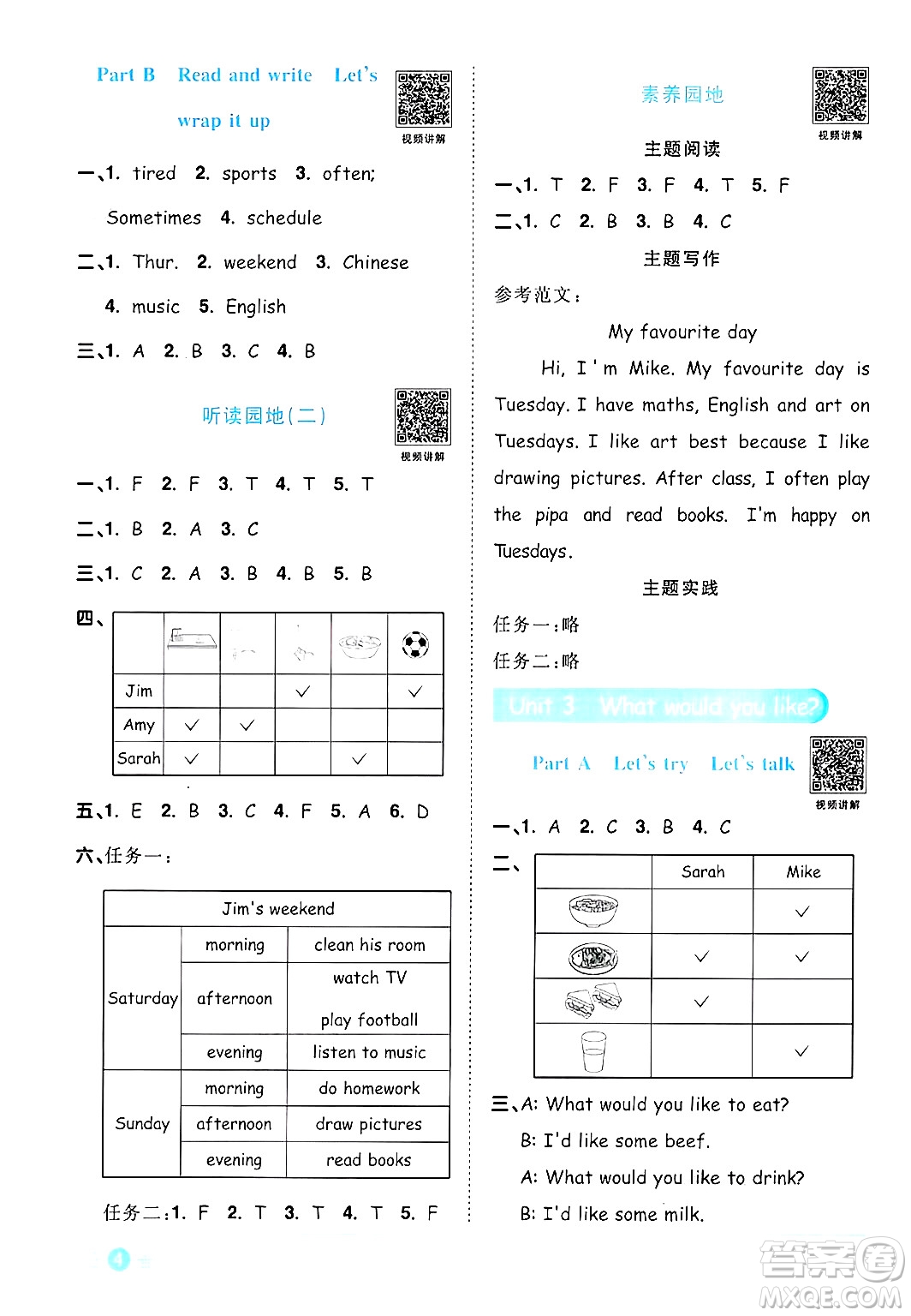 江西教育出版社2024年秋陽光同學(xué)課時優(yōu)化作業(yè)五年級英語上冊人教PEP版答案