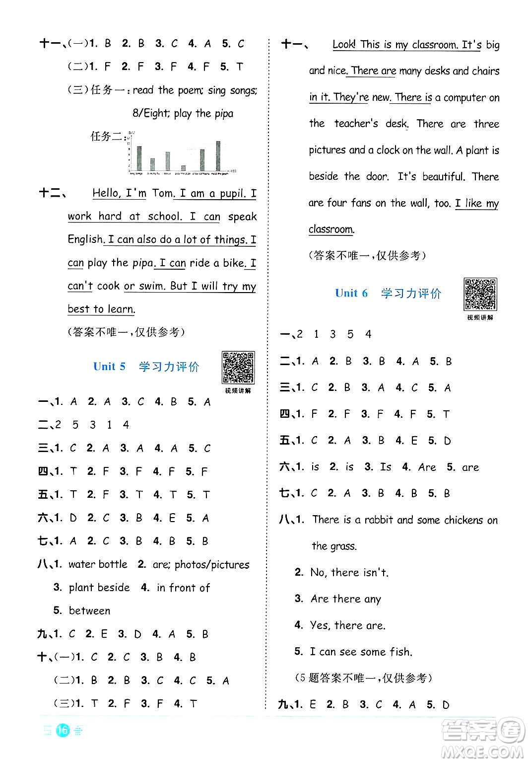 江西教育出版社2024年秋陽光同學(xué)課時優(yōu)化作業(yè)五年級英語上冊人教PEP版答案