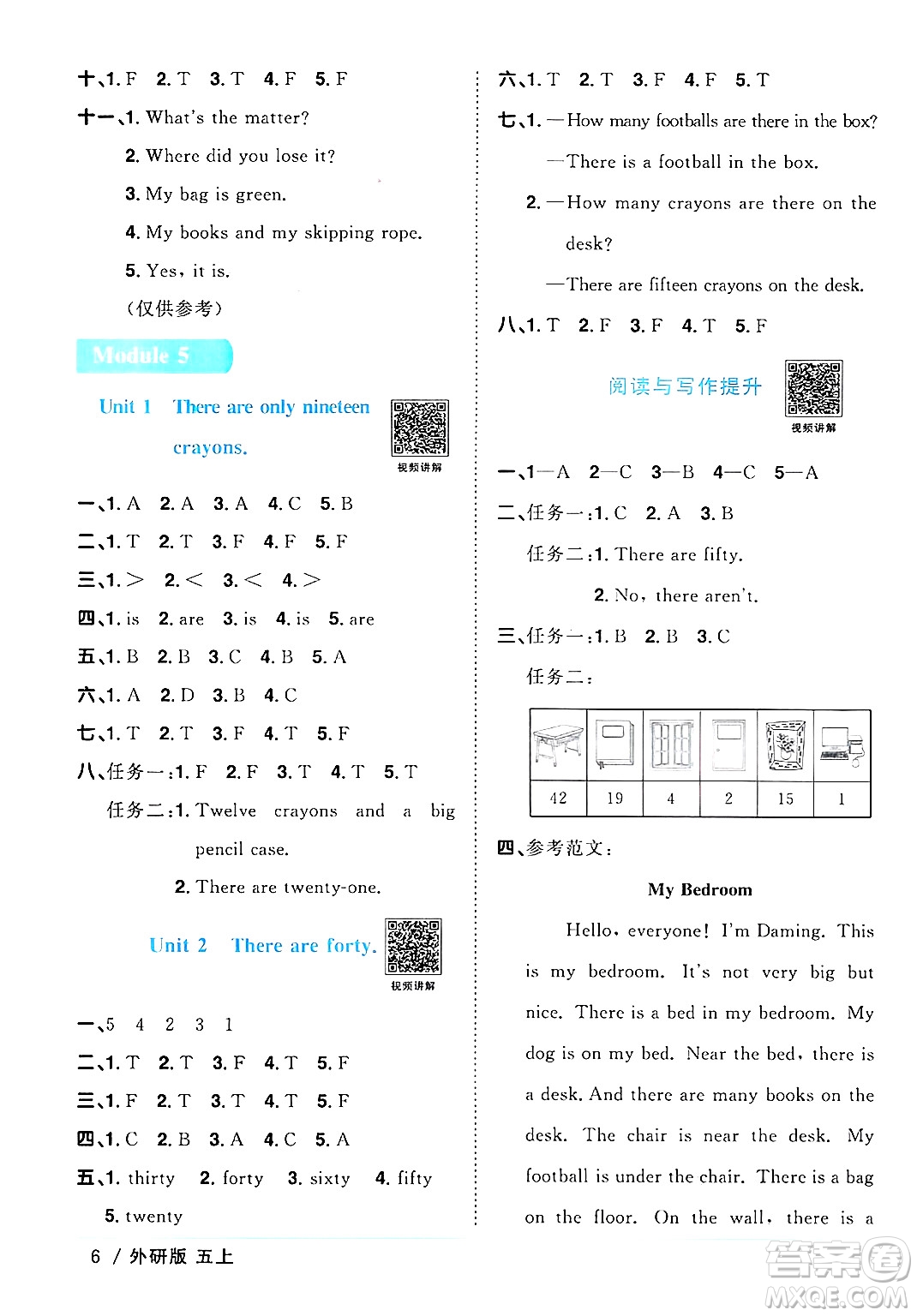 江西教育出版社2024年秋陽光同學(xué)課時優(yōu)化作業(yè)五年級英語上冊外研版三起點答案