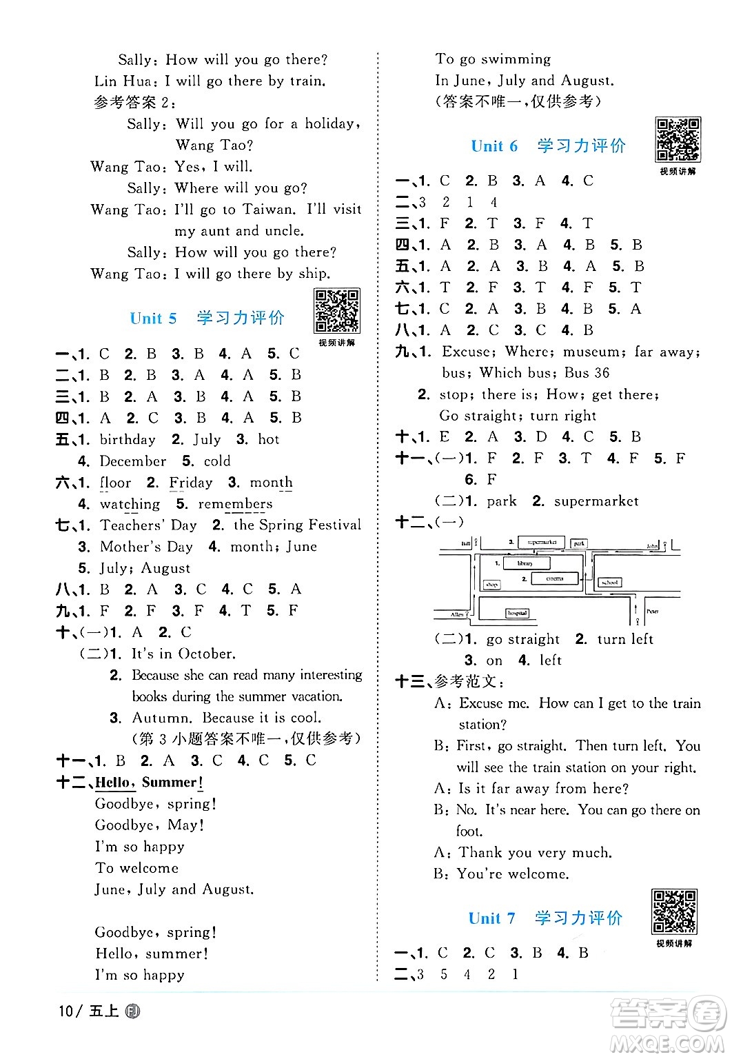 江西教育出版社2024年秋陽光同學課時優(yōu)化作業(yè)五年級英語上冊閩教版福建專版答案