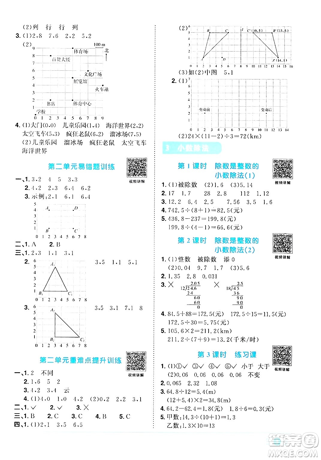 江西教育出版社2024年秋陽光同學課時優(yōu)化作業(yè)五年級數(shù)學上冊人教版答案