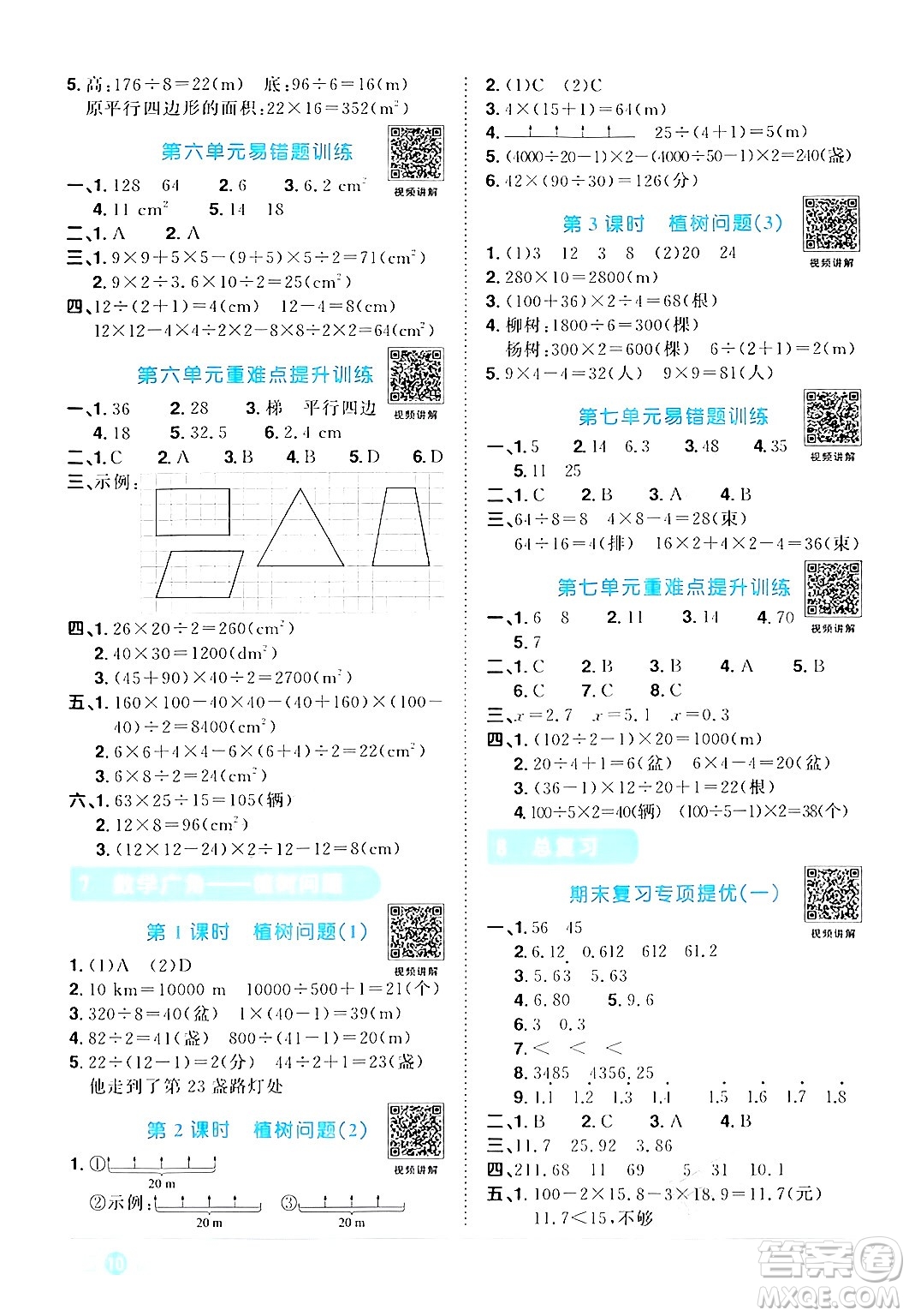 江西教育出版社2024年秋陽光同學課時優(yōu)化作業(yè)五年級數(shù)學上冊人教版答案