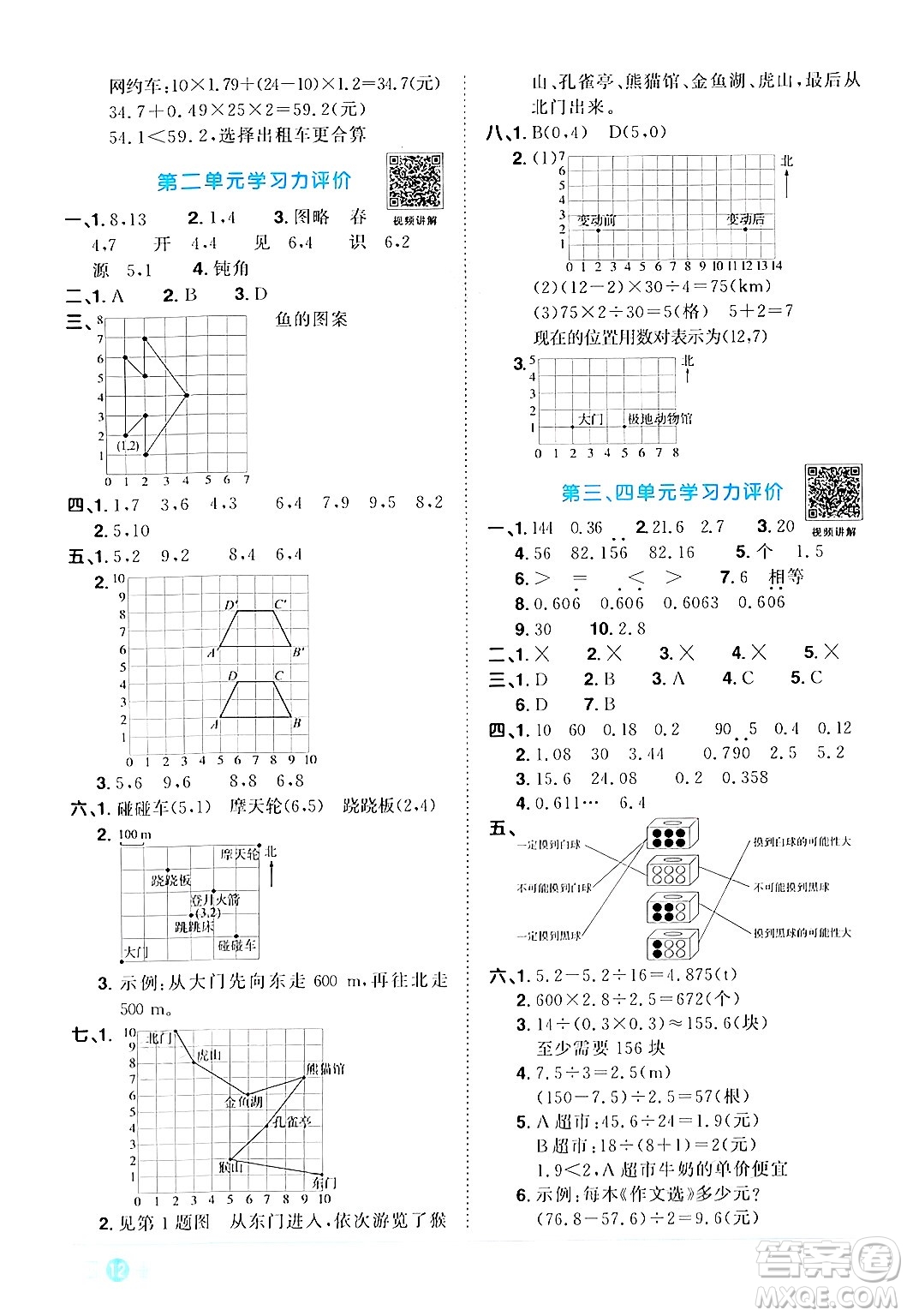 江西教育出版社2024年秋陽光同學課時優(yōu)化作業(yè)五年級數(shù)學上冊人教版答案