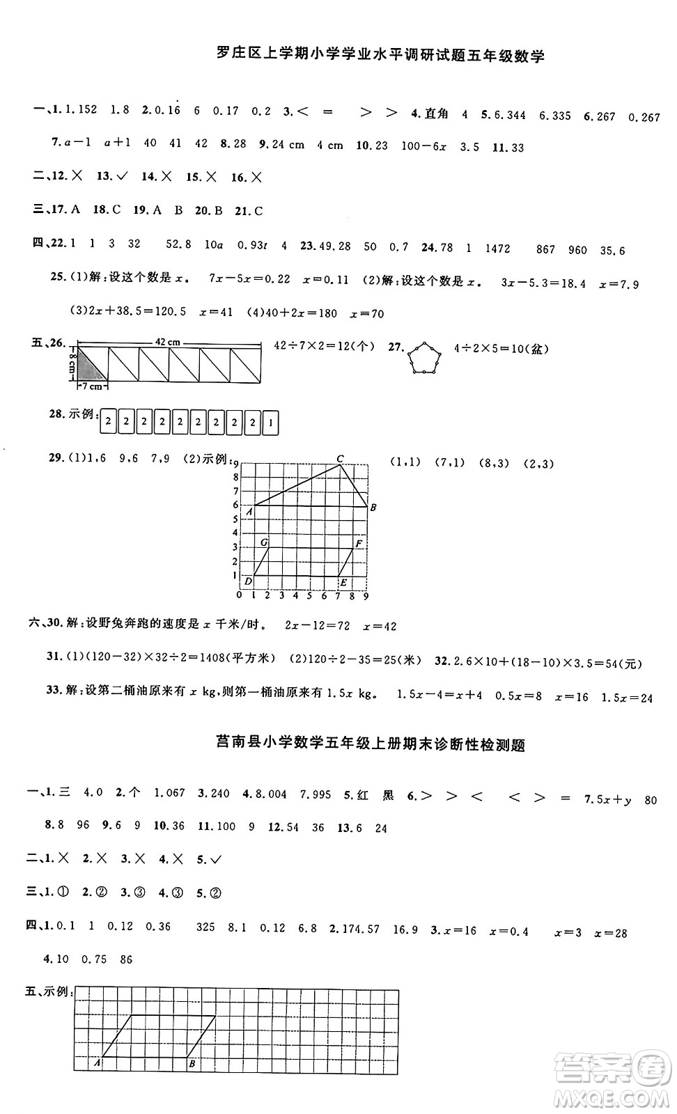 甘肅少年兒童出版社2024年秋陽光同學(xué)課時(shí)優(yōu)化作業(yè)五年級(jí)數(shù)學(xué)上冊(cè)人教版山東專版答案