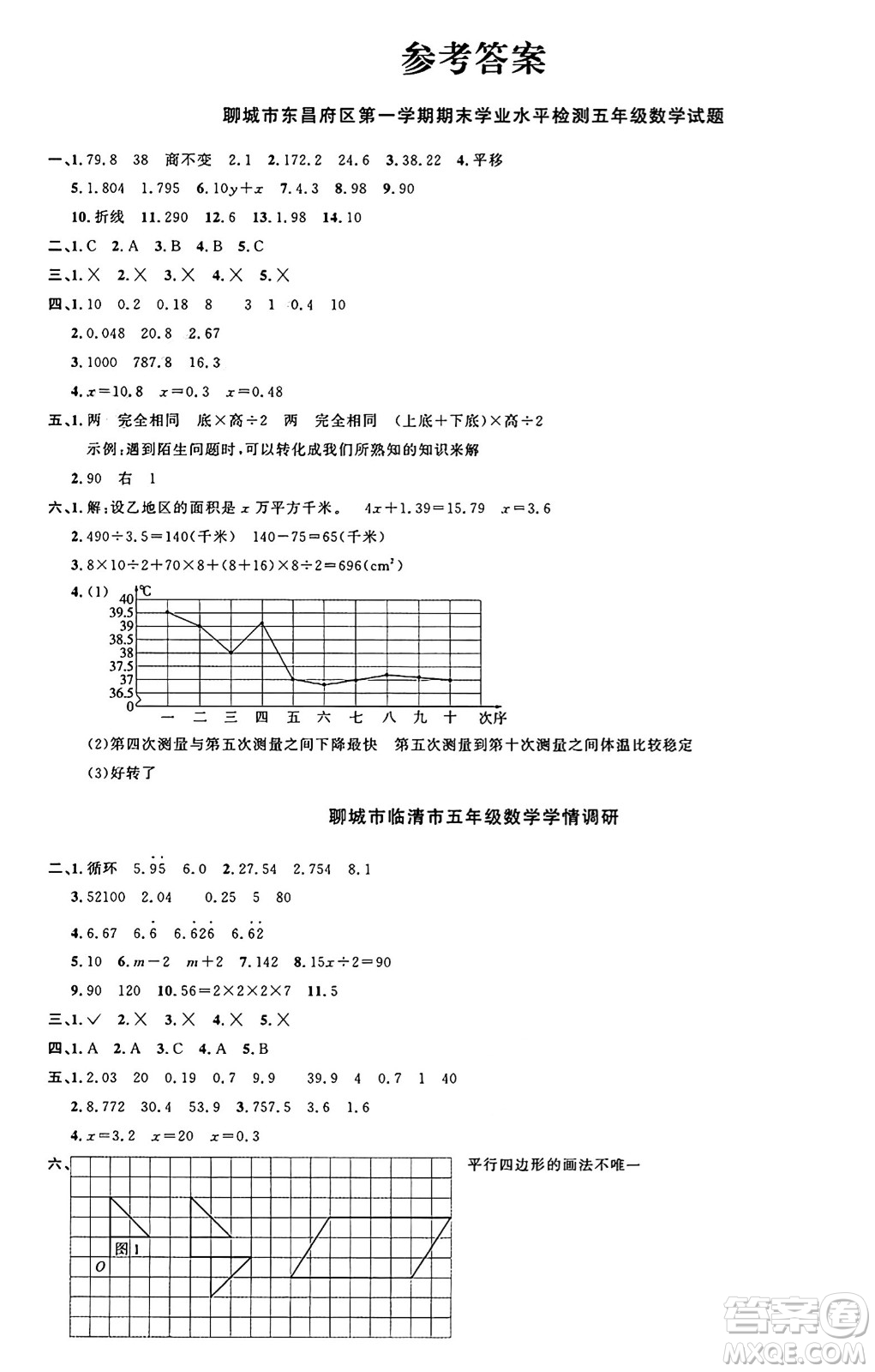 江西教育出版社2024年秋陽光同學(xué)課時優(yōu)化作業(yè)五年級數(shù)學(xué)上冊青島版山東專版答案