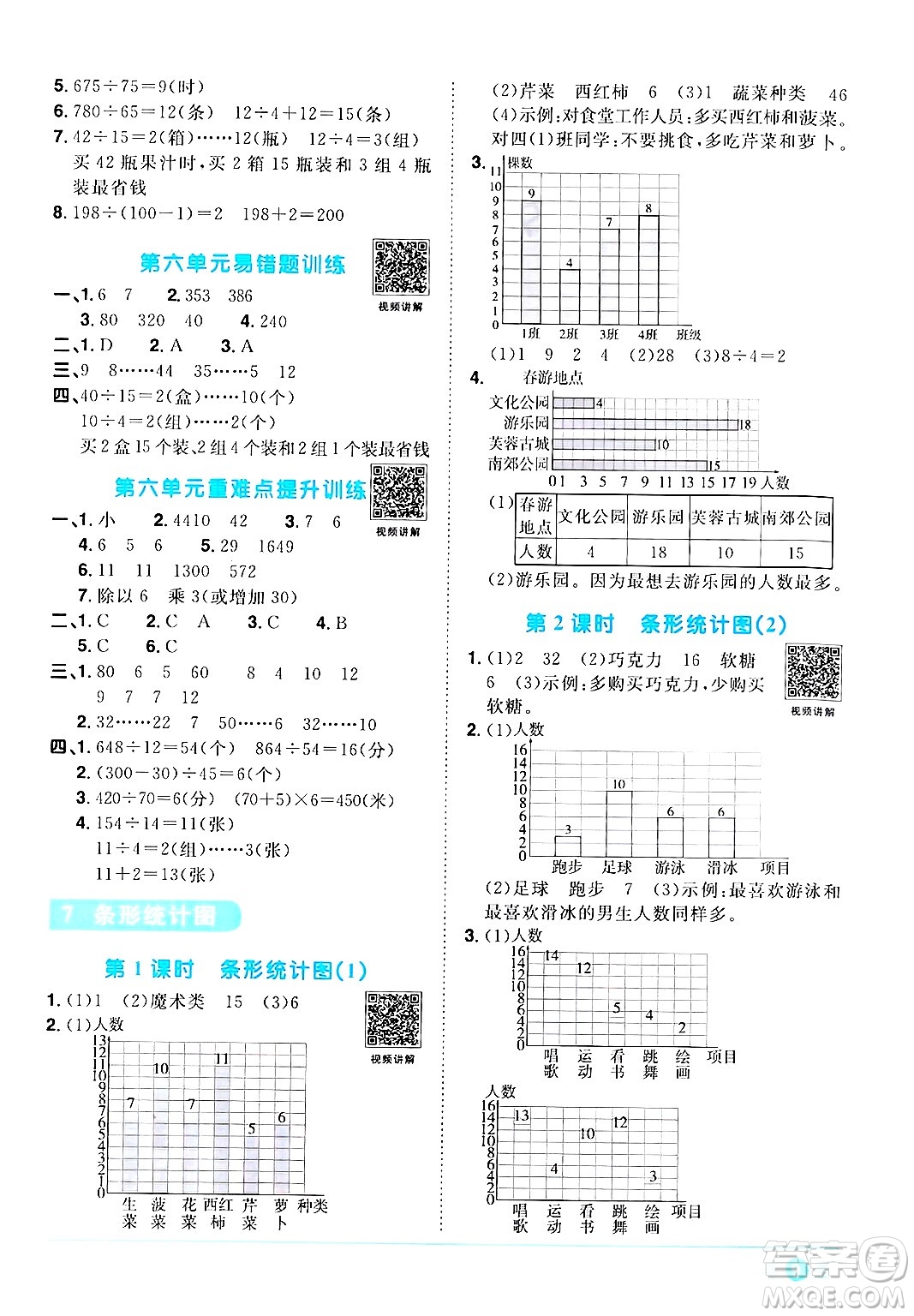 江西教育出版社2024年秋陽(yáng)光同學(xué)課時(shí)優(yōu)化作業(yè)四年級(jí)數(shù)學(xué)上冊(cè)人教版答案