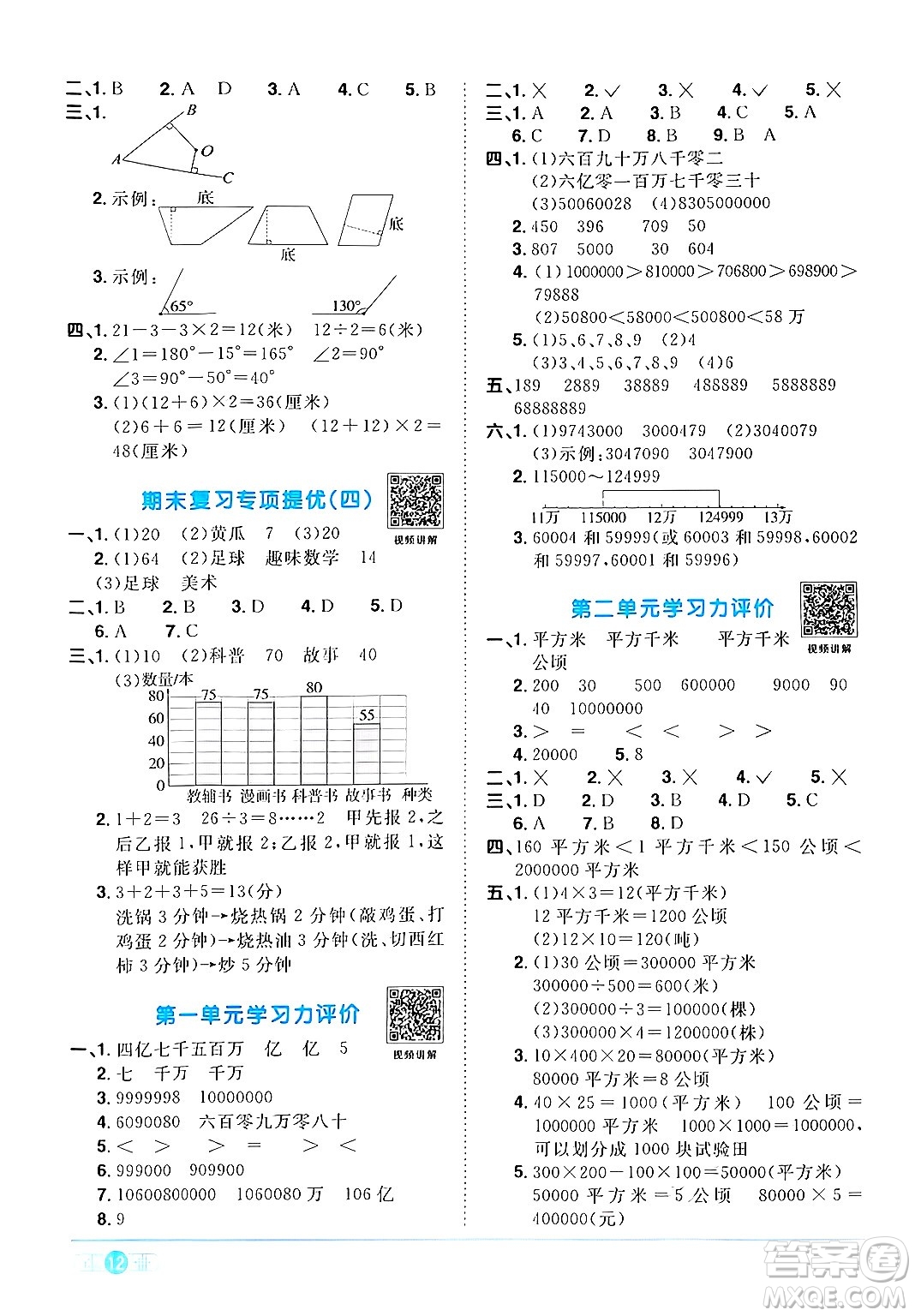 江西教育出版社2024年秋陽(yáng)光同學(xué)課時(shí)優(yōu)化作業(yè)四年級(jí)數(shù)學(xué)上冊(cè)人教版答案