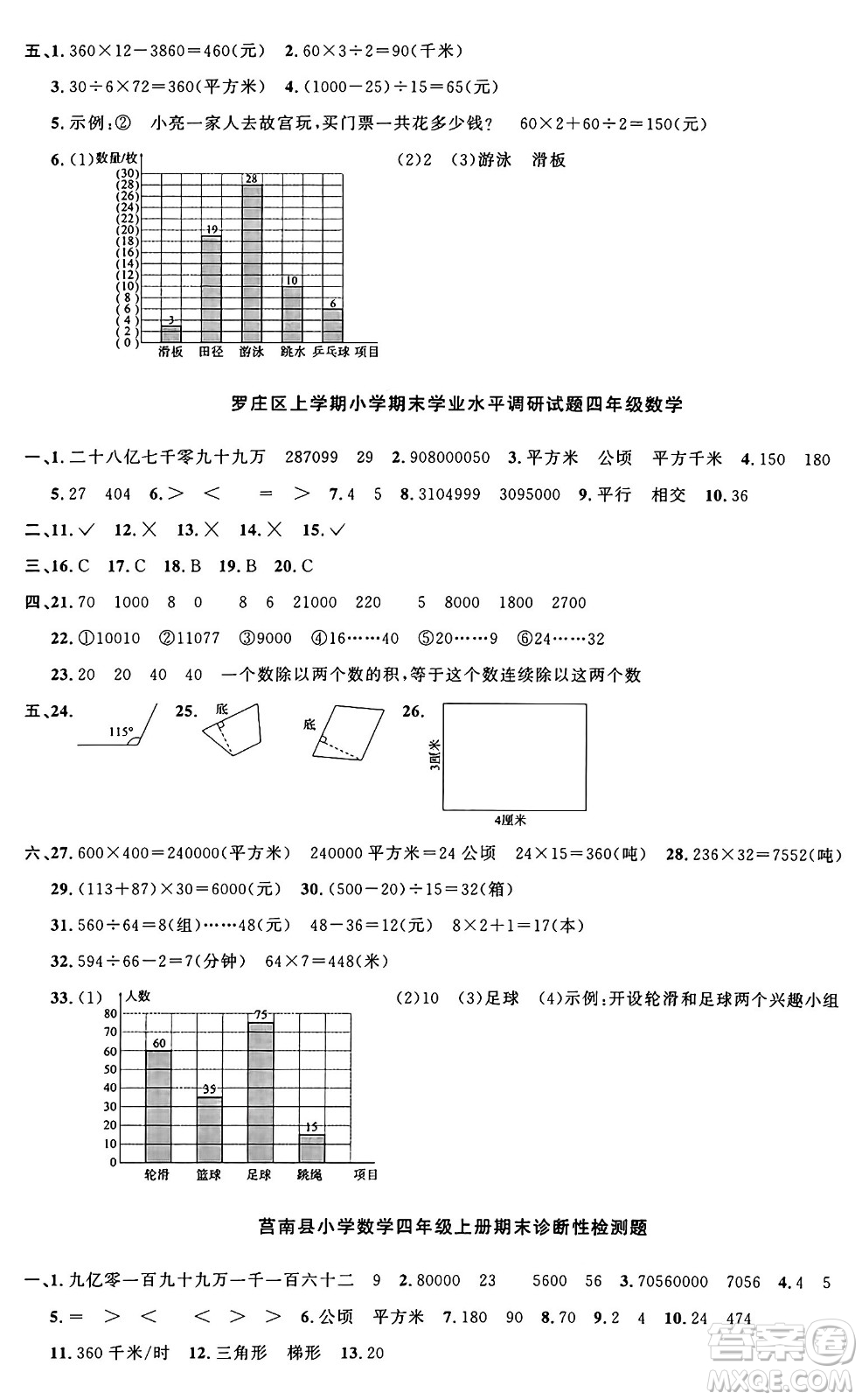 甘肅少年兒童出版社2024年秋陽(yáng)光同學(xué)課時(shí)優(yōu)化作業(yè)四年級(jí)數(shù)學(xué)上冊(cè)人教版山東專版答案