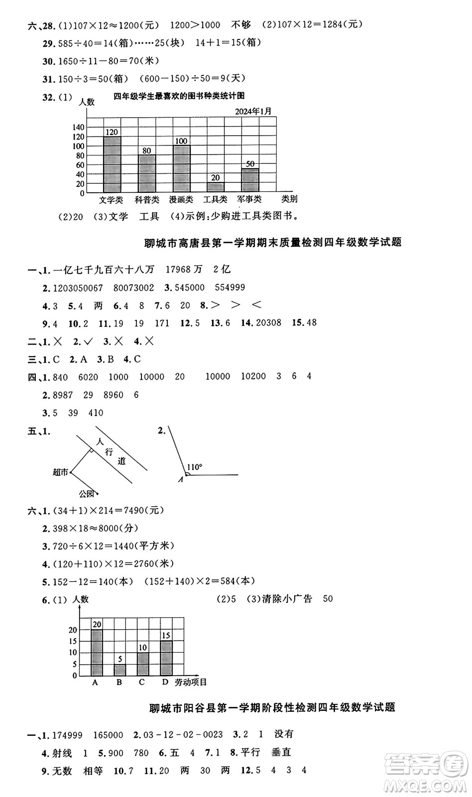 江西教育出版社2024年秋陽光同學(xué)課時優(yōu)化作業(yè)四年級數(shù)學(xué)上冊青島版山東專版答案