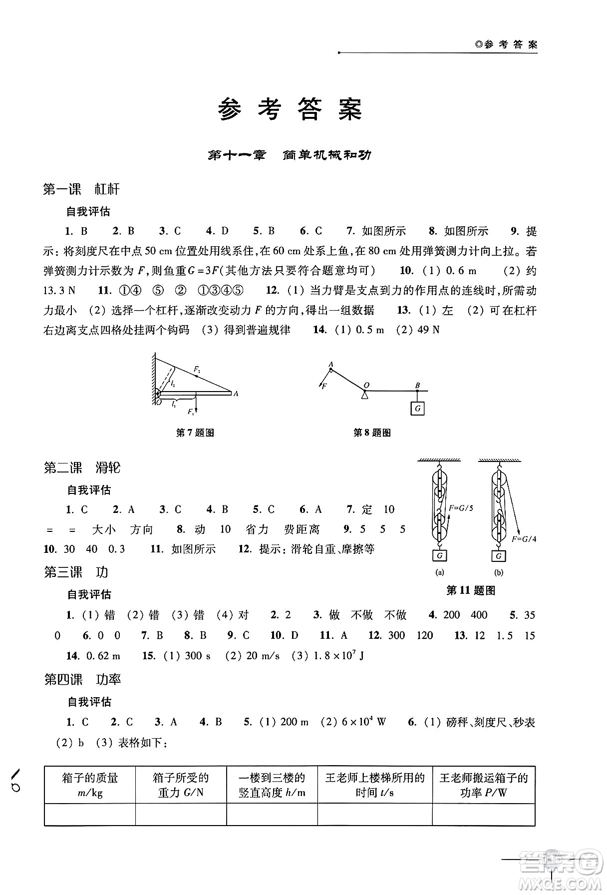 譯林出版社2024年秋初中物理課課練九年級物理上冊蘇科版答案