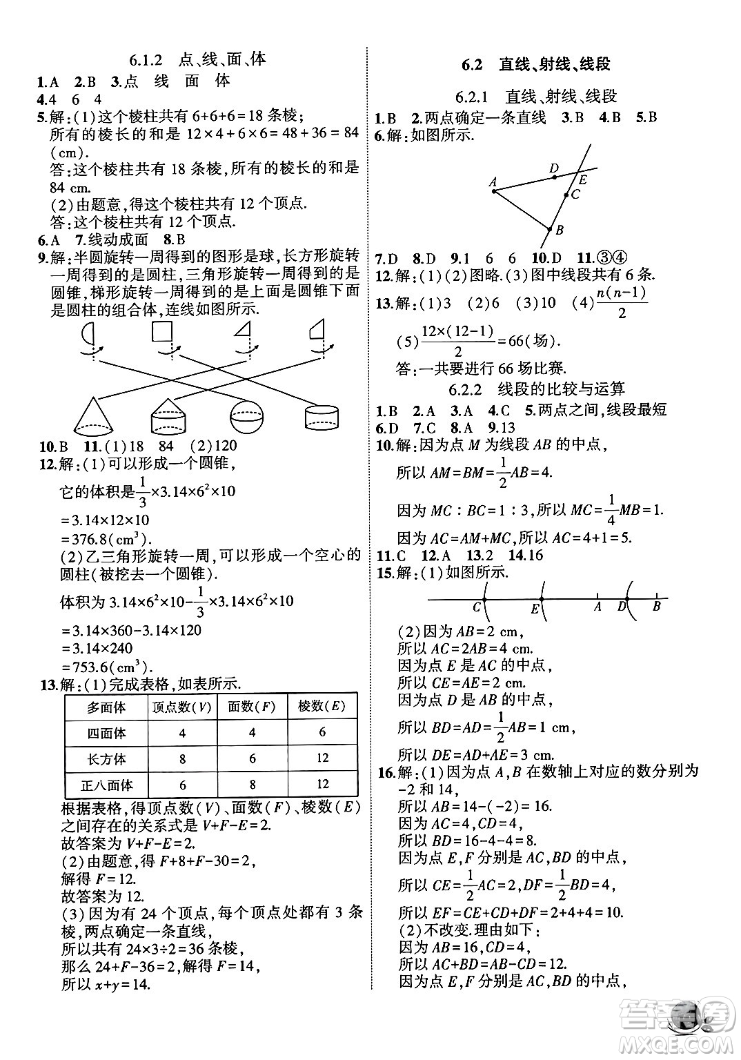 安徽大學出版社2024年秋創(chuàng)新課堂創(chuàng)新作業(yè)本七年級數(shù)學上冊人教版答案