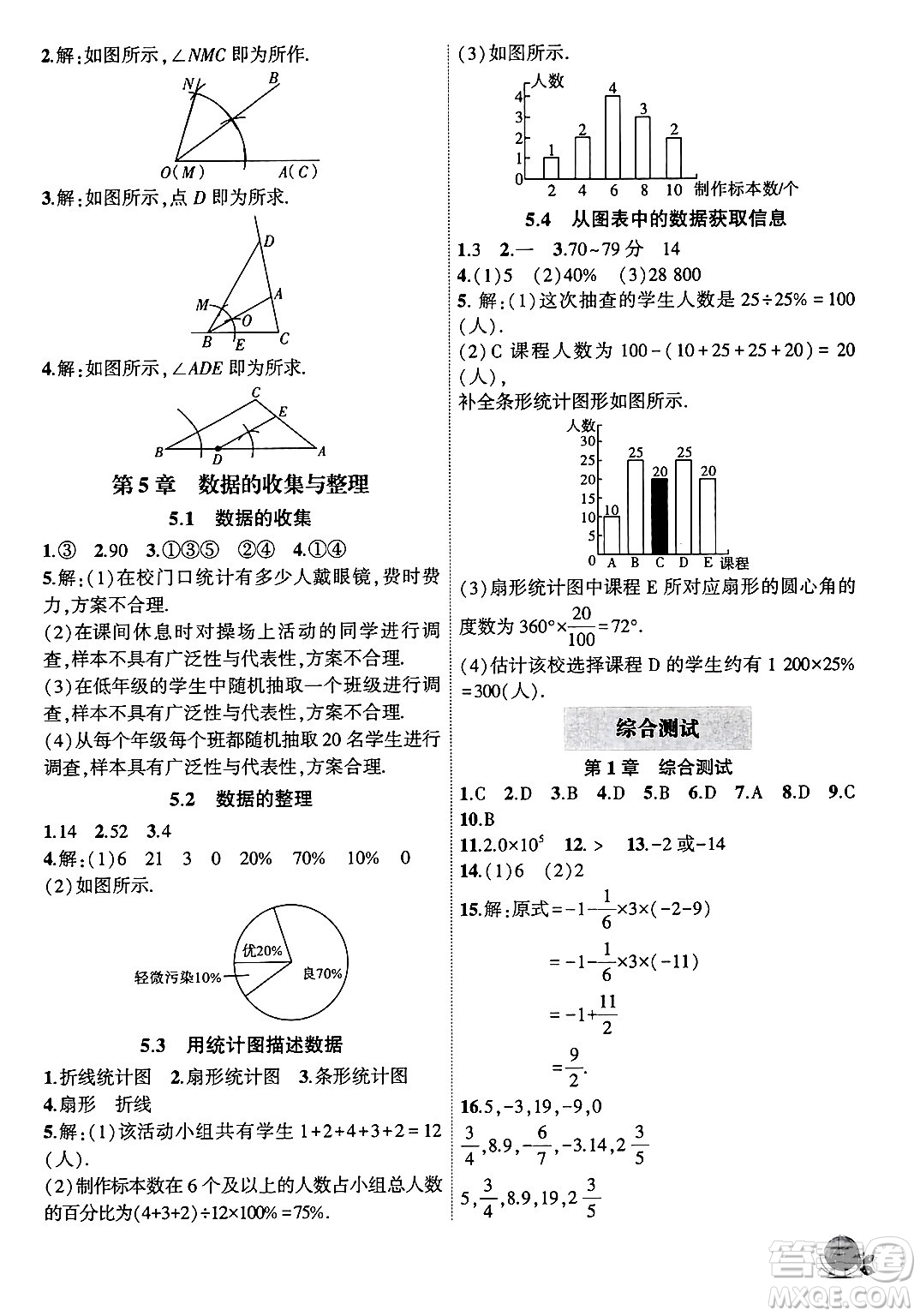 安徽大學(xué)出版社2024年秋創(chuàng)新課堂創(chuàng)新作業(yè)本七年級數(shù)學(xué)上冊滬科版答案