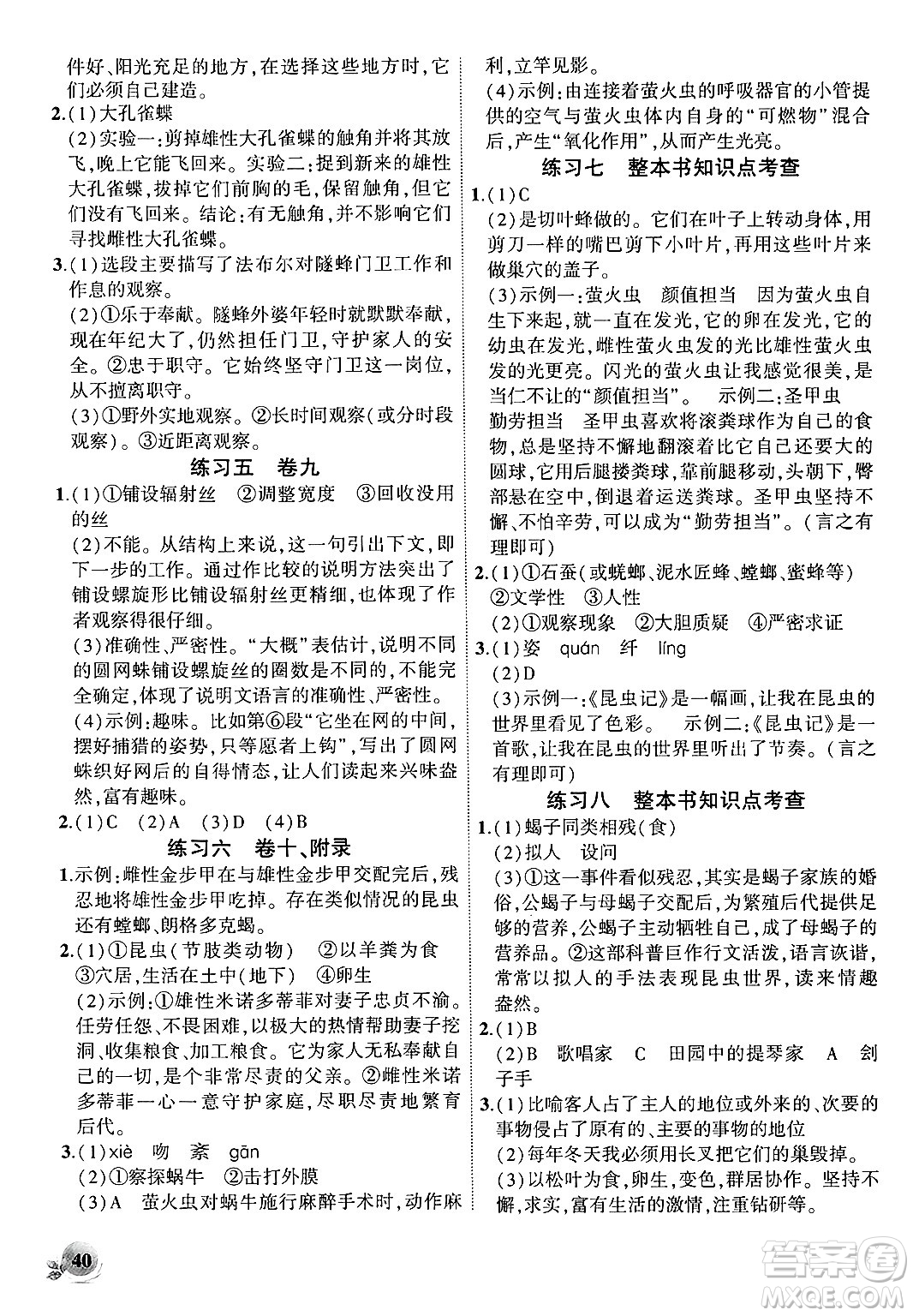 安徽大學(xué)出版社2024年秋創(chuàng)新課堂創(chuàng)新作業(yè)本八年級(jí)語文上冊(cè)部編版答案