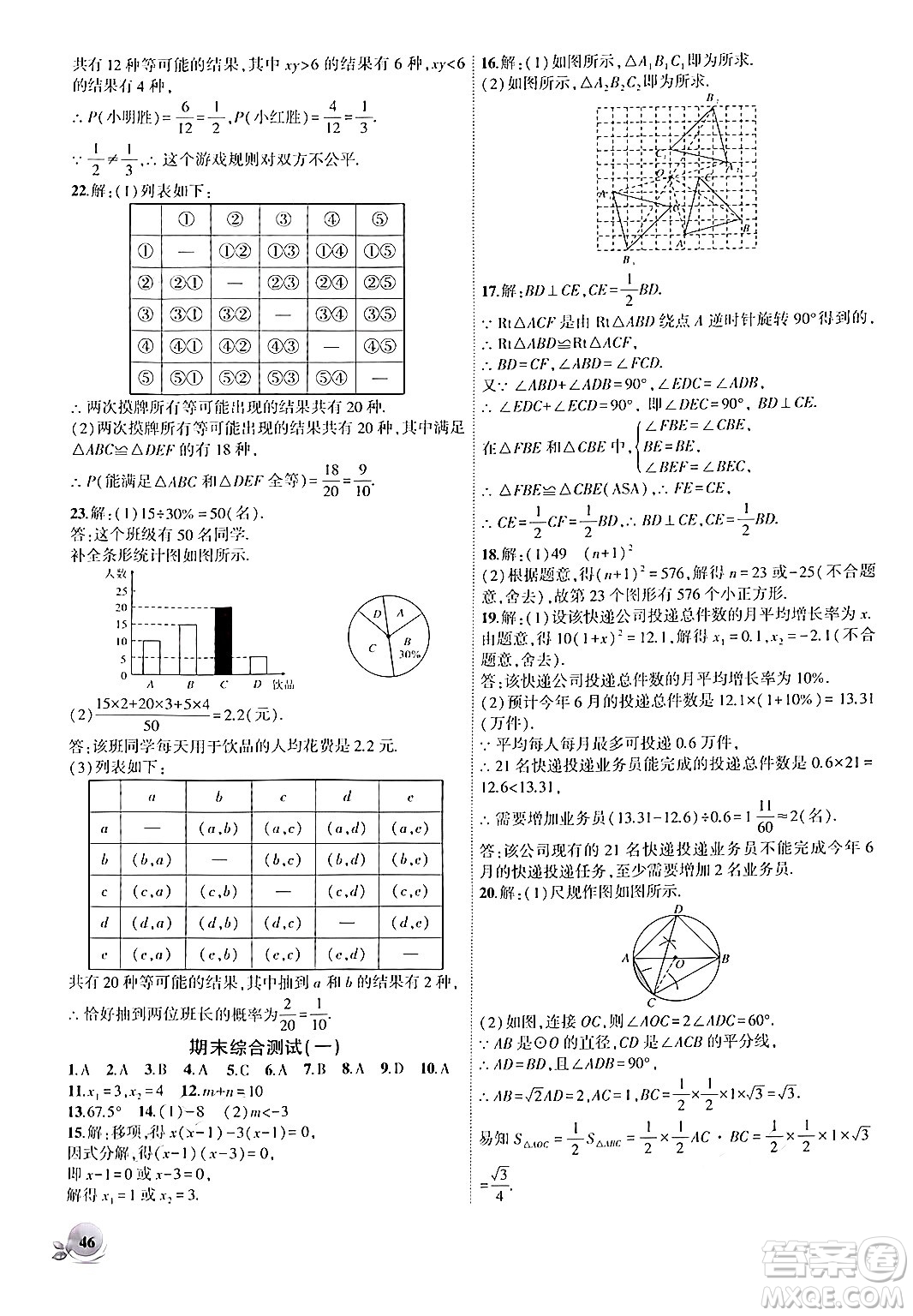 安徽大學出版社2024年秋創(chuàng)新課堂創(chuàng)新作業(yè)本九年級數(shù)學上冊人教版答案