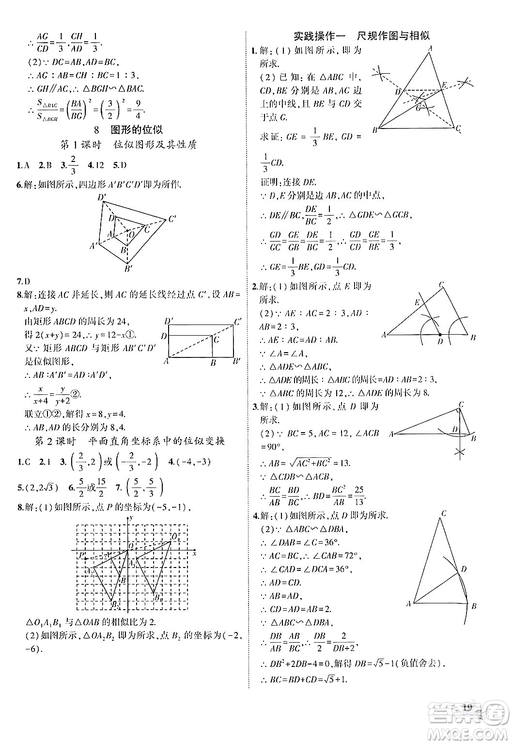 安徽大學(xué)出版社2024年秋創(chuàng)新課堂創(chuàng)新作業(yè)本九年級數(shù)學(xué)上冊北師大版答案