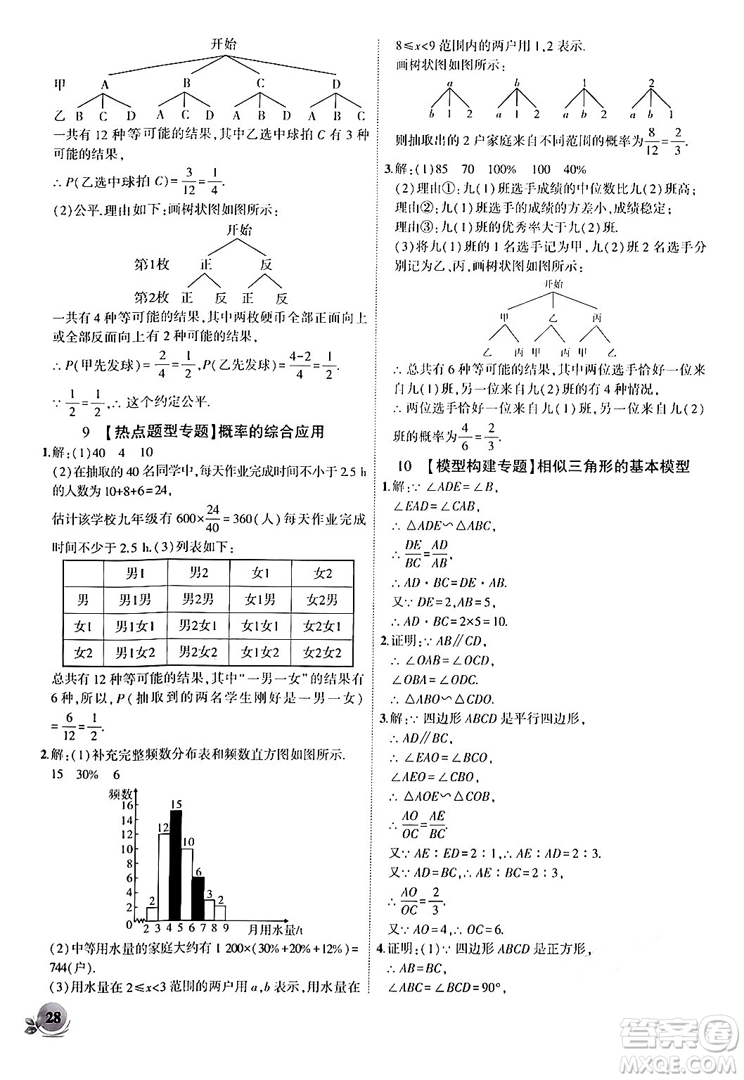 安徽大學(xué)出版社2024年秋創(chuàng)新課堂創(chuàng)新作業(yè)本九年級數(shù)學(xué)上冊北師大版答案