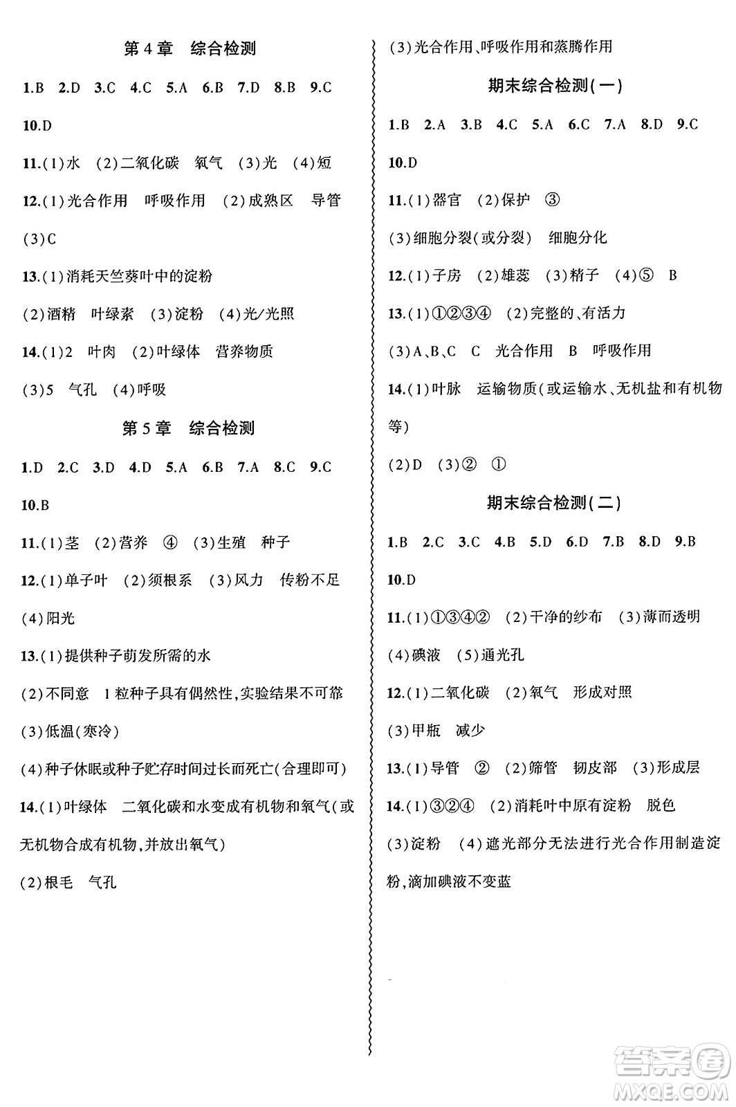 安徽大學(xué)出版社2024年秋創(chuàng)新課堂創(chuàng)新作業(yè)本七年級生物上冊北師大版答案