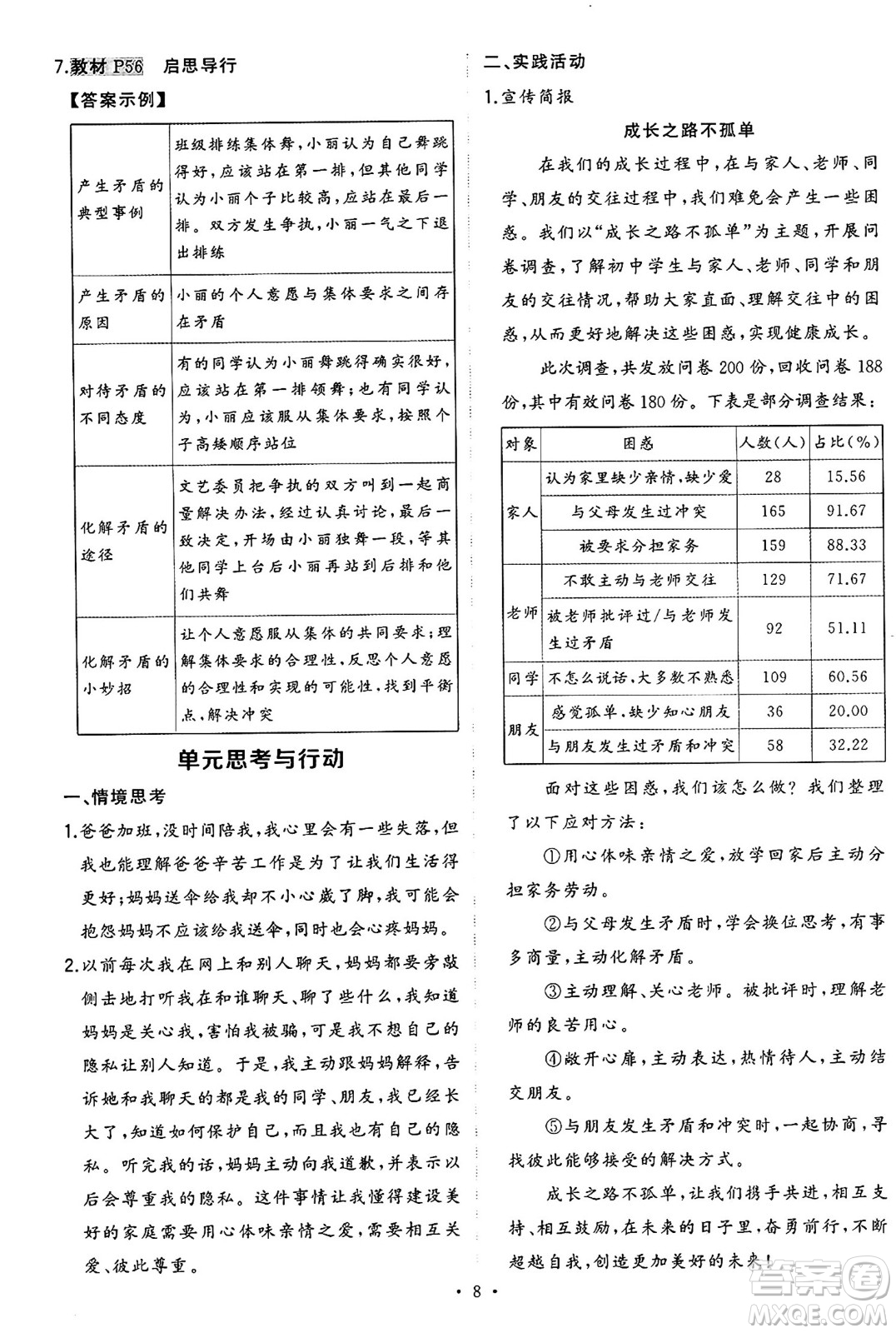 長(zhǎng)江出版社2024年秋狀元成才路創(chuàng)優(yōu)作業(yè)七年級(jí)道德與法治上冊(cè)人教版河南專版答案