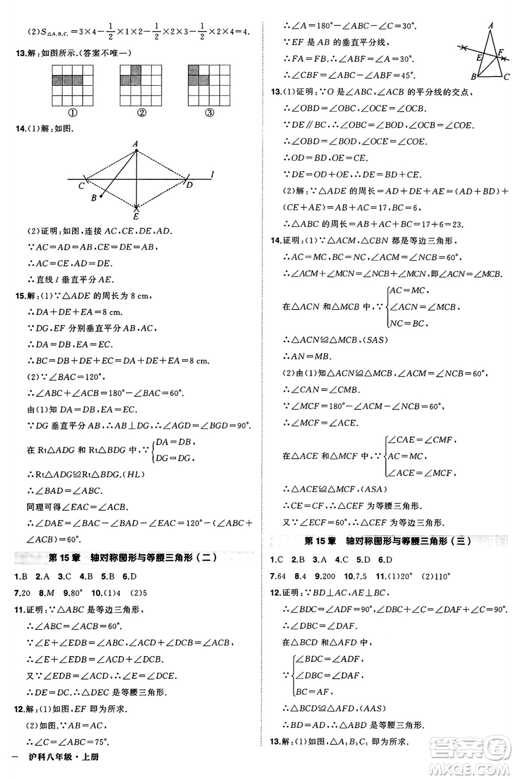 長(zhǎng)江出版社2024年秋狀元成才路創(chuàng)優(yōu)作業(yè)八年級(jí)數(shù)學(xué)上冊(cè)滬科版安徽專版答案