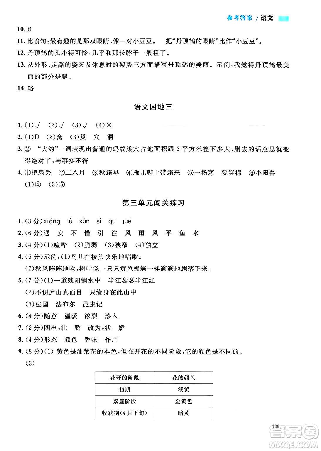 天津人民出版社2024年秋上海作業(yè)四年級語文上冊上海專版答案