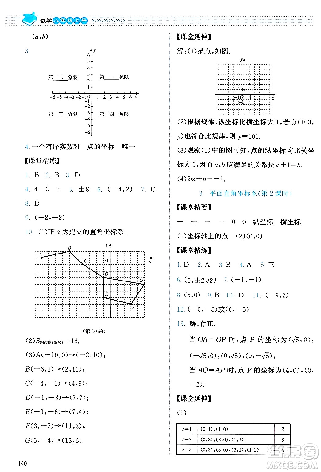 北京師范大學(xué)出版社2024年秋課堂精練八年級數(shù)學(xué)上冊北師大版答案