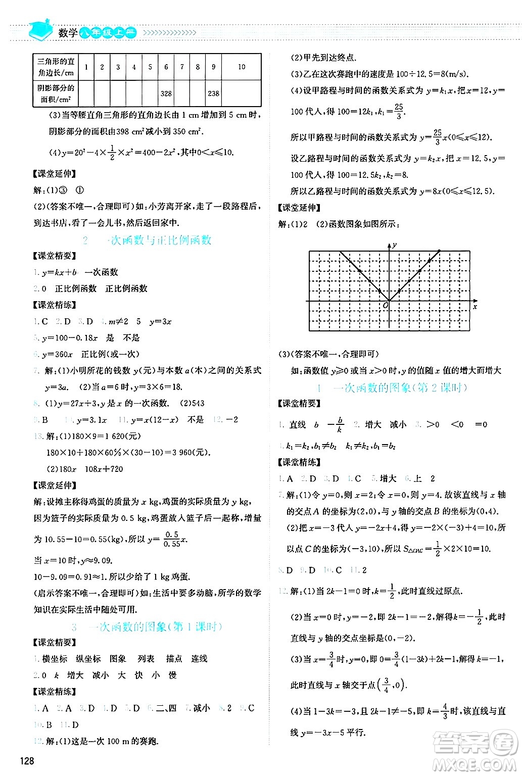 北京師范大學(xué)出版社2024年秋課堂精練八年級(jí)數(shù)學(xué)上冊(cè)北師大版山西專版答案