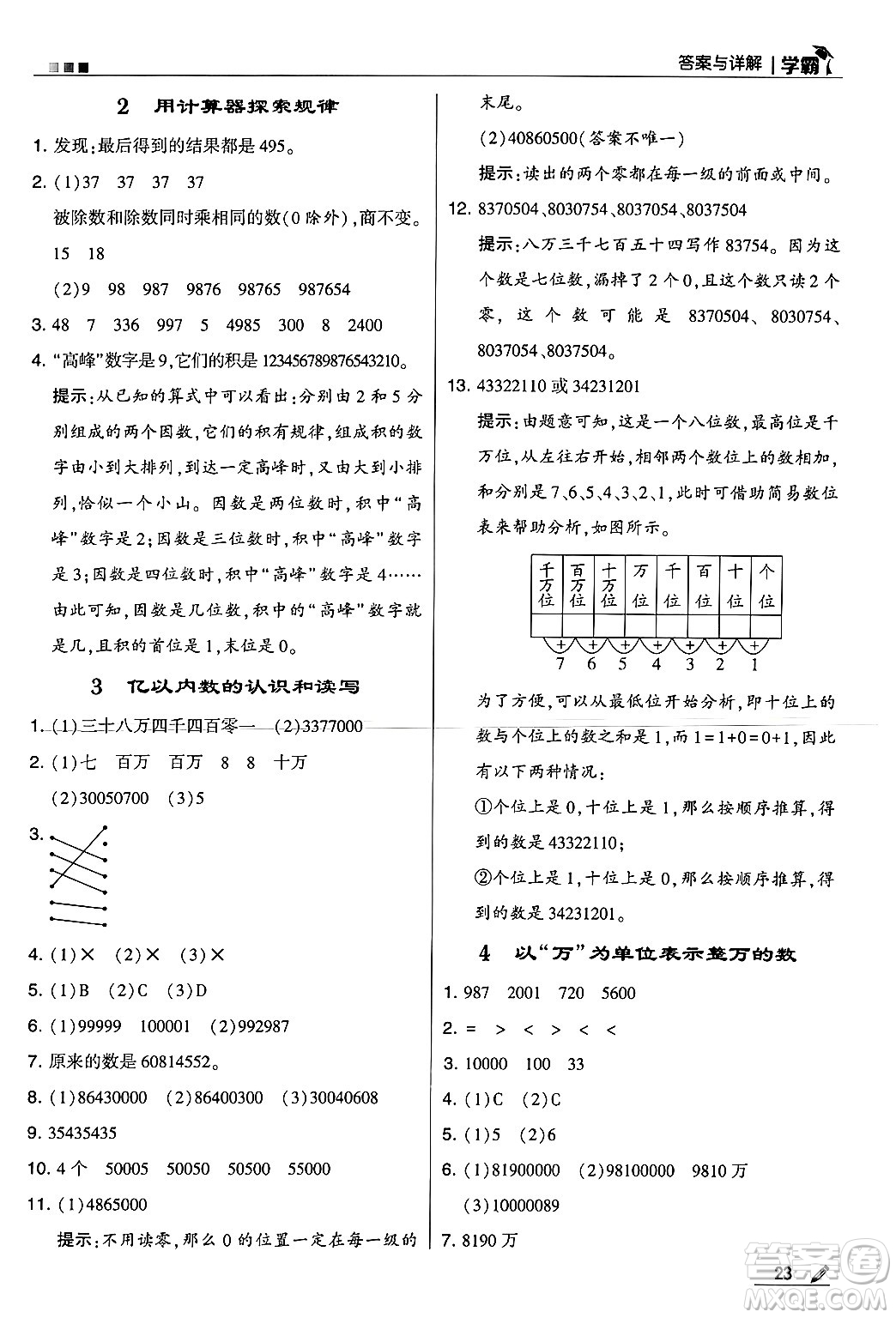 河海大學(xué)出版社2024年秋5星學(xué)霸四年級(jí)數(shù)學(xué)上冊(cè)冀教版答案