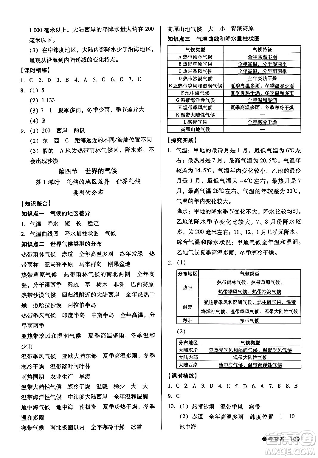 廣東經(jīng)濟出版社2024年秋全優(yōu)點練課計劃七年級地理上冊人教版答案