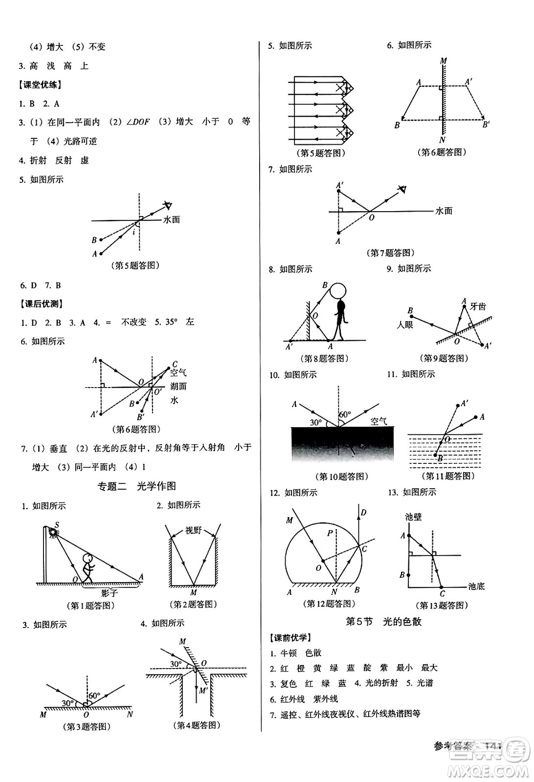 廣東經(jīng)濟出版社2024年秋全優(yōu)點練課計劃八年級物理上冊人教版答案