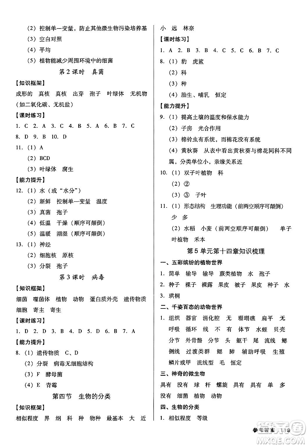 廣東經(jīng)濟(jì)出版社2024年秋全優(yōu)點(diǎn)練課計(jì)劃八年級(jí)生物上冊(cè)蘇教版答案