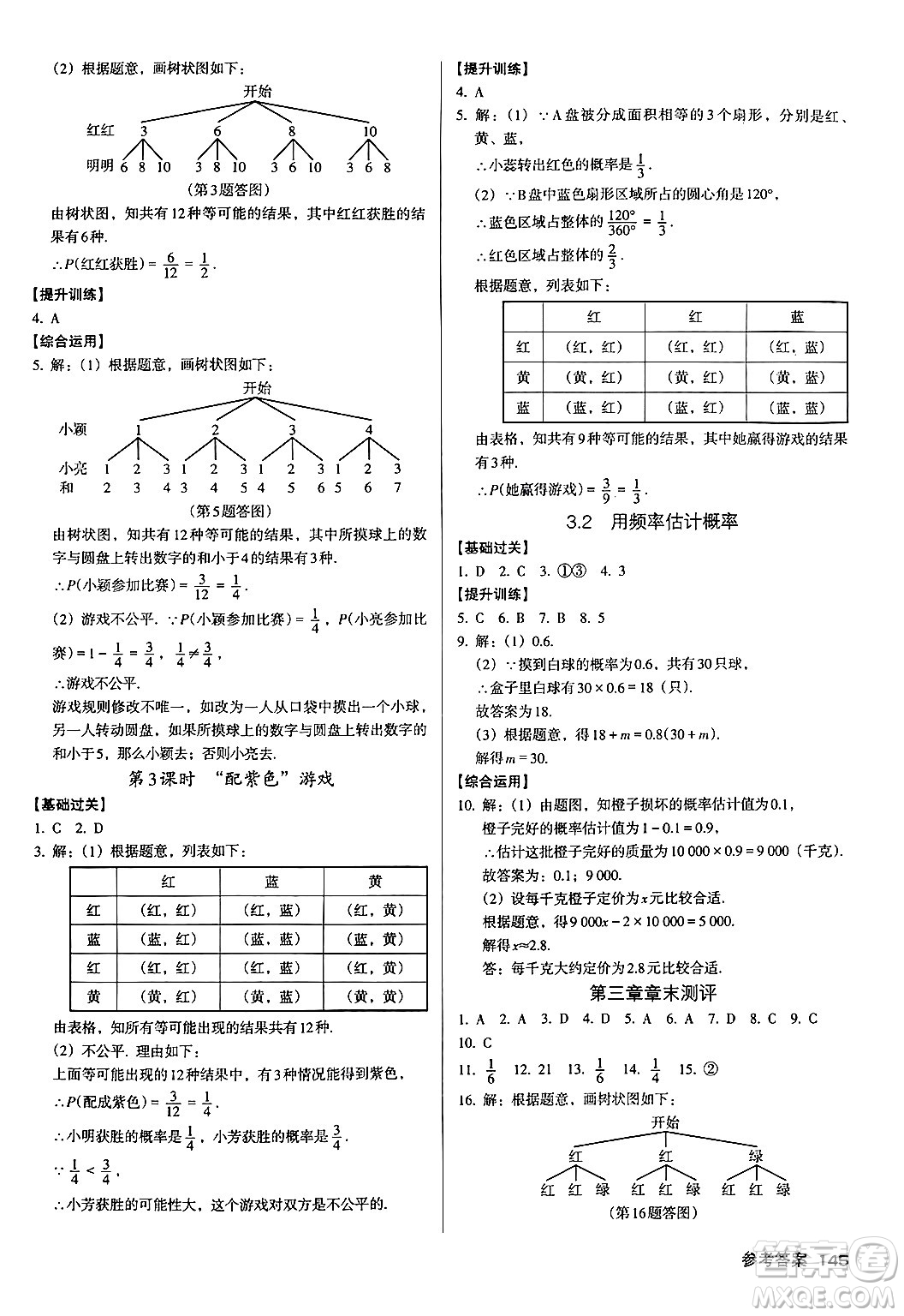 廣東經(jīng)濟(jì)出版社2024年秋全優(yōu)點(diǎn)練課計(jì)劃九年級(jí)數(shù)學(xué)上冊北師大版答案